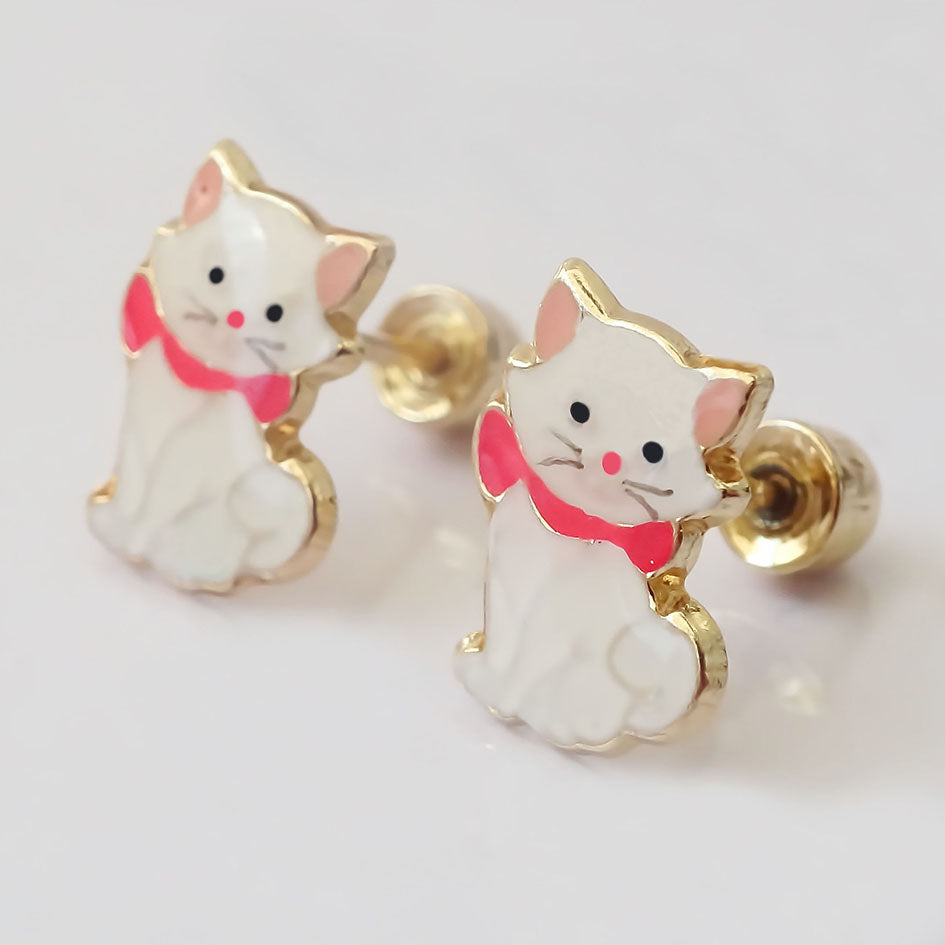 Amor Eterno - Broqueles Deluxe Gatita / Aretes / Oro 10k