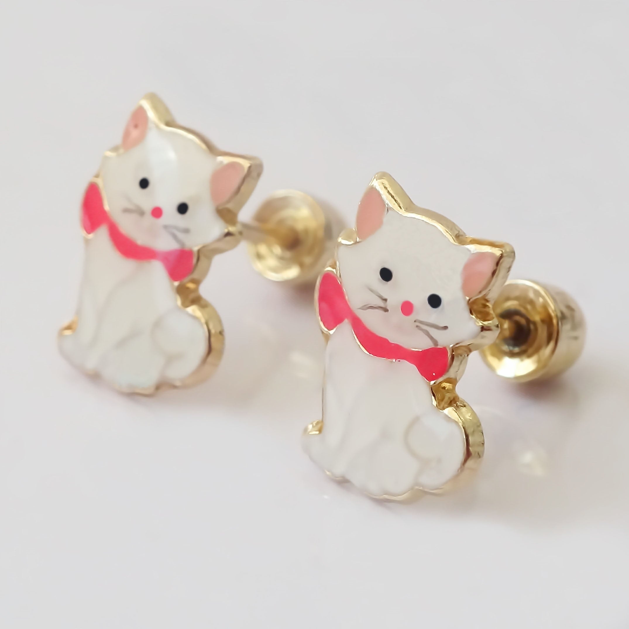 Amor Eterno - Broqueles Deluxe Gatita / Aretes / Oro 10k