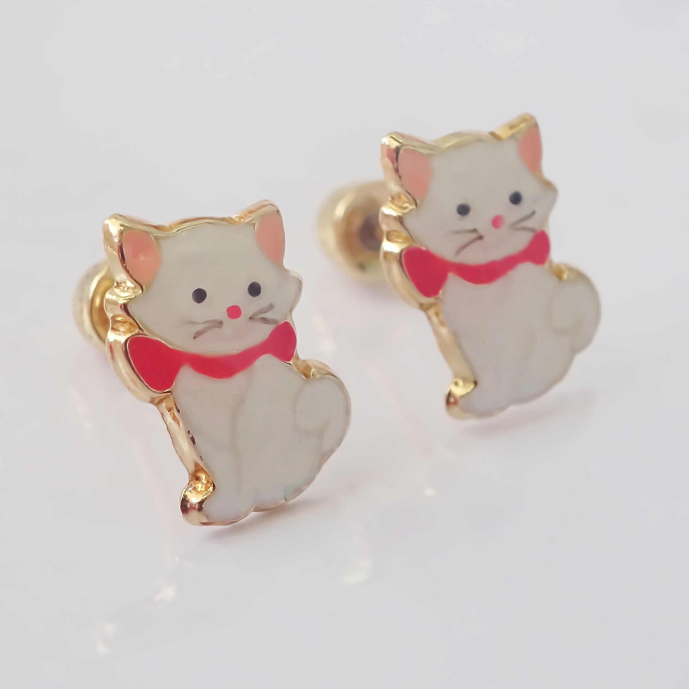 Amor Eterno - Broqueles Deluxe Gatita / Aretes / Oro 10k