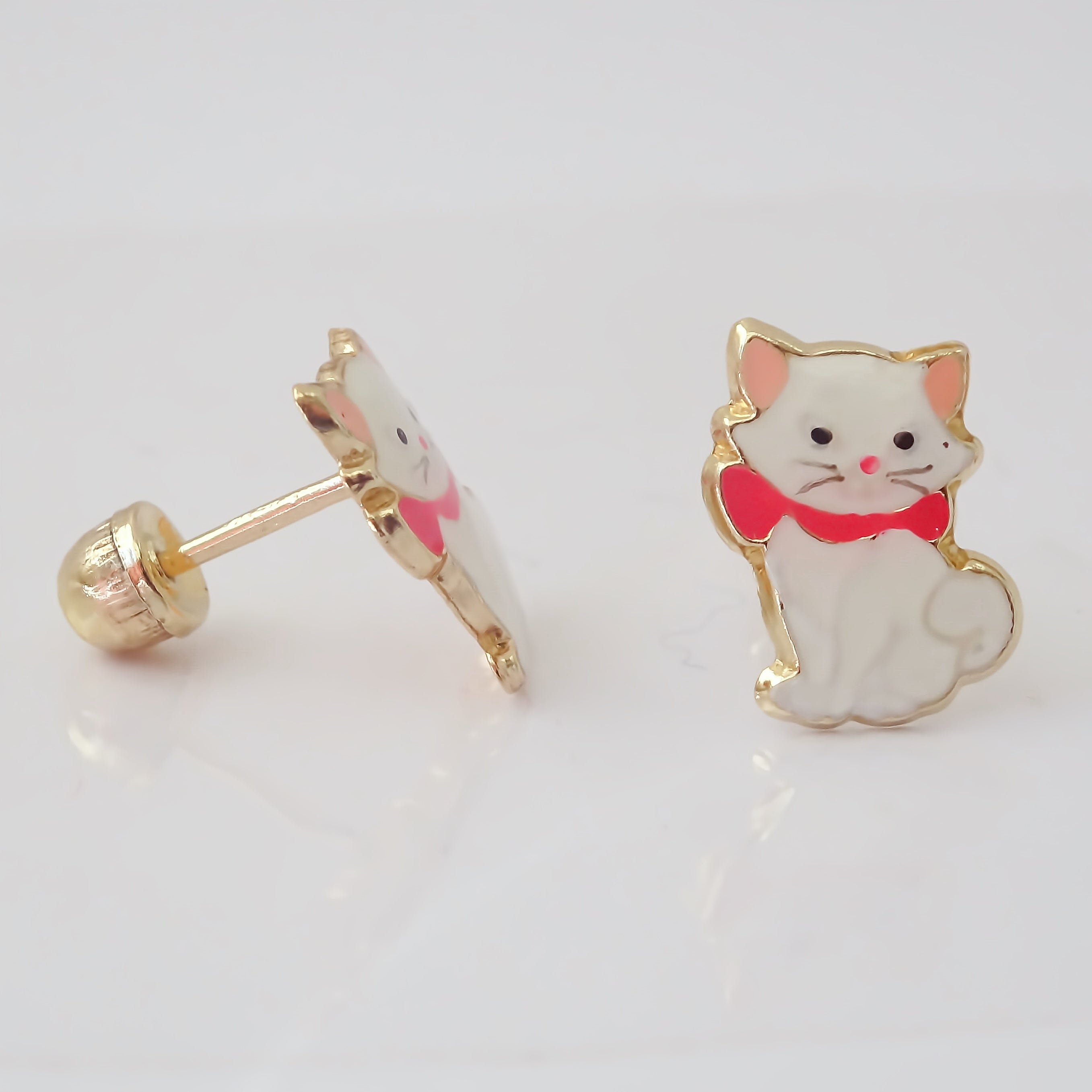 Amor Eterno - Broqueles Deluxe Gatita / Aretes / Oro 10k