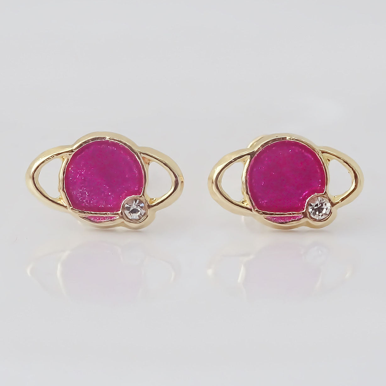 Amor Eterno - Broqueles Deluxe Saturno / Aretes / Oro 10k / Rosado
