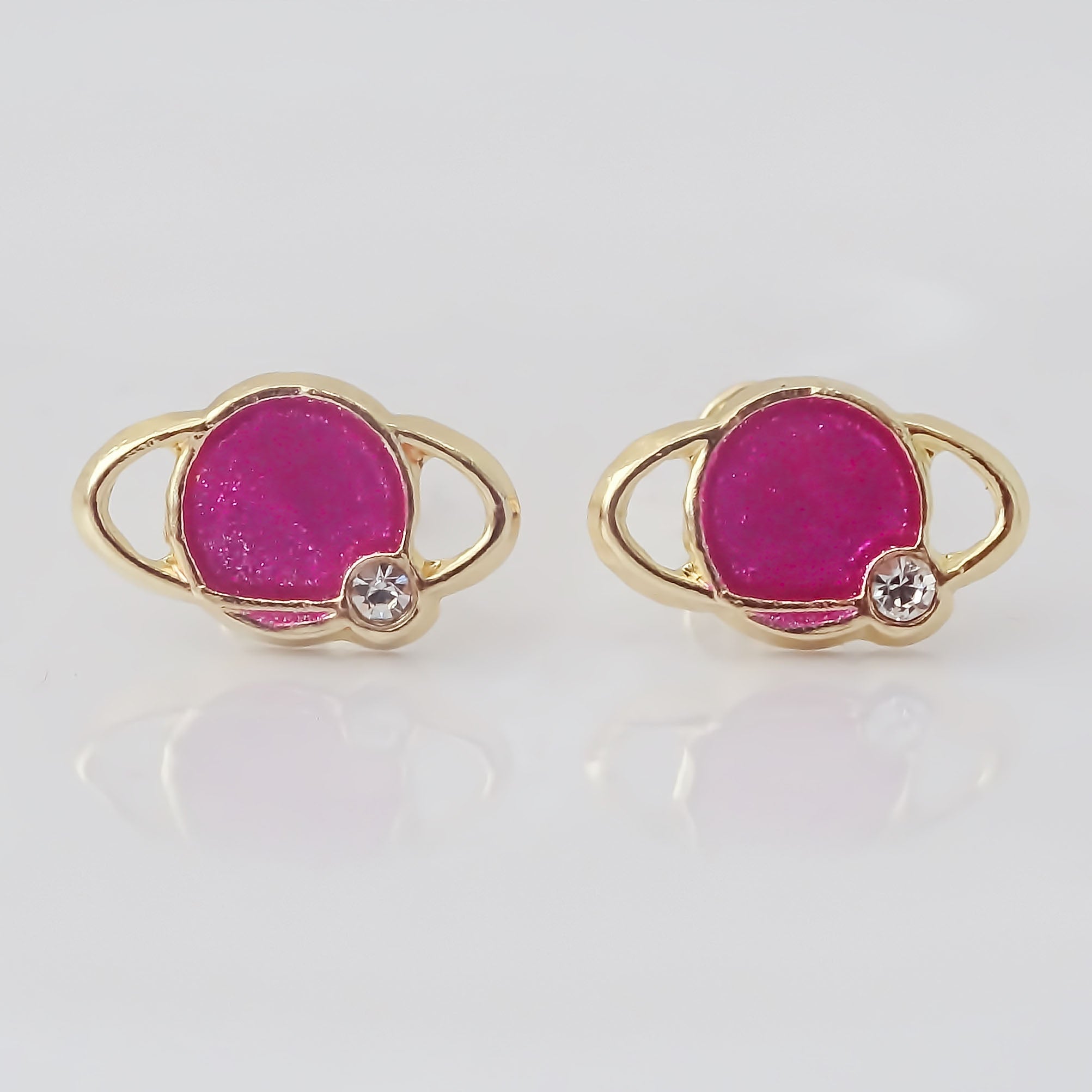 Amor Eterno - Broqueles Deluxe Saturno / Aretes / Oro 10k / Rosado
