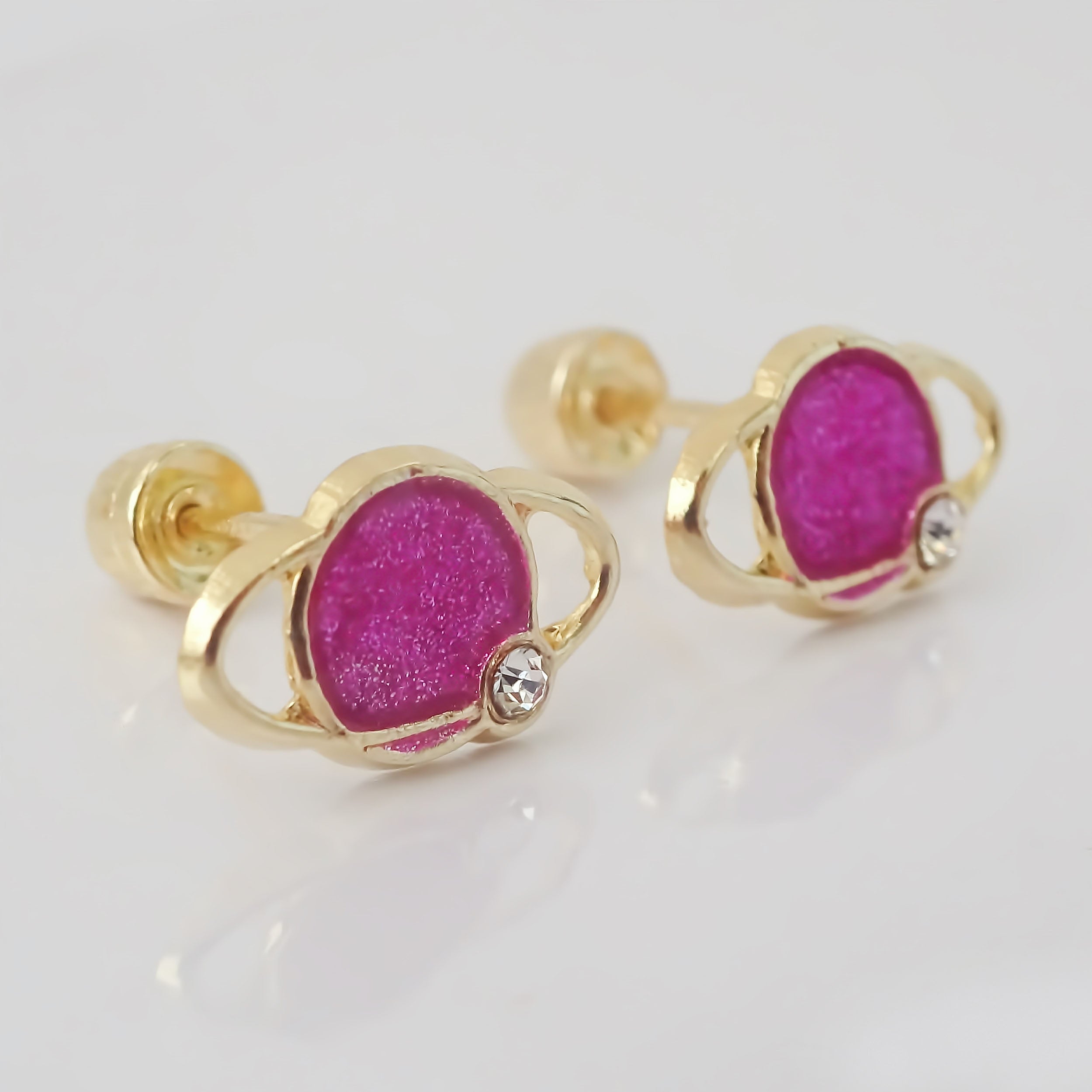 Amor Eterno - Broqueles Deluxe Saturno / Aretes / Oro 10k / Rosado