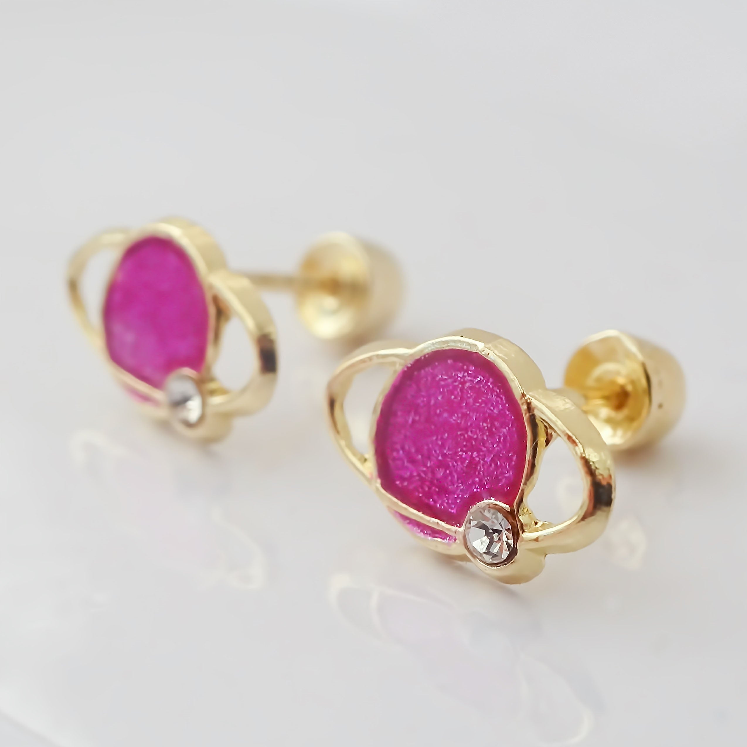 Amor Eterno - Broqueles Deluxe Saturno / Aretes / Oro 10k / Rosado