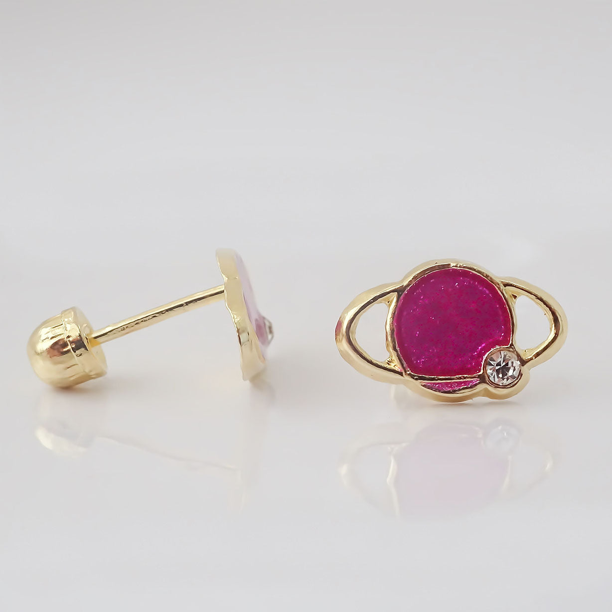 Amor Eterno - Broqueles Deluxe Saturno / Aretes / Oro 10k / Rosado
