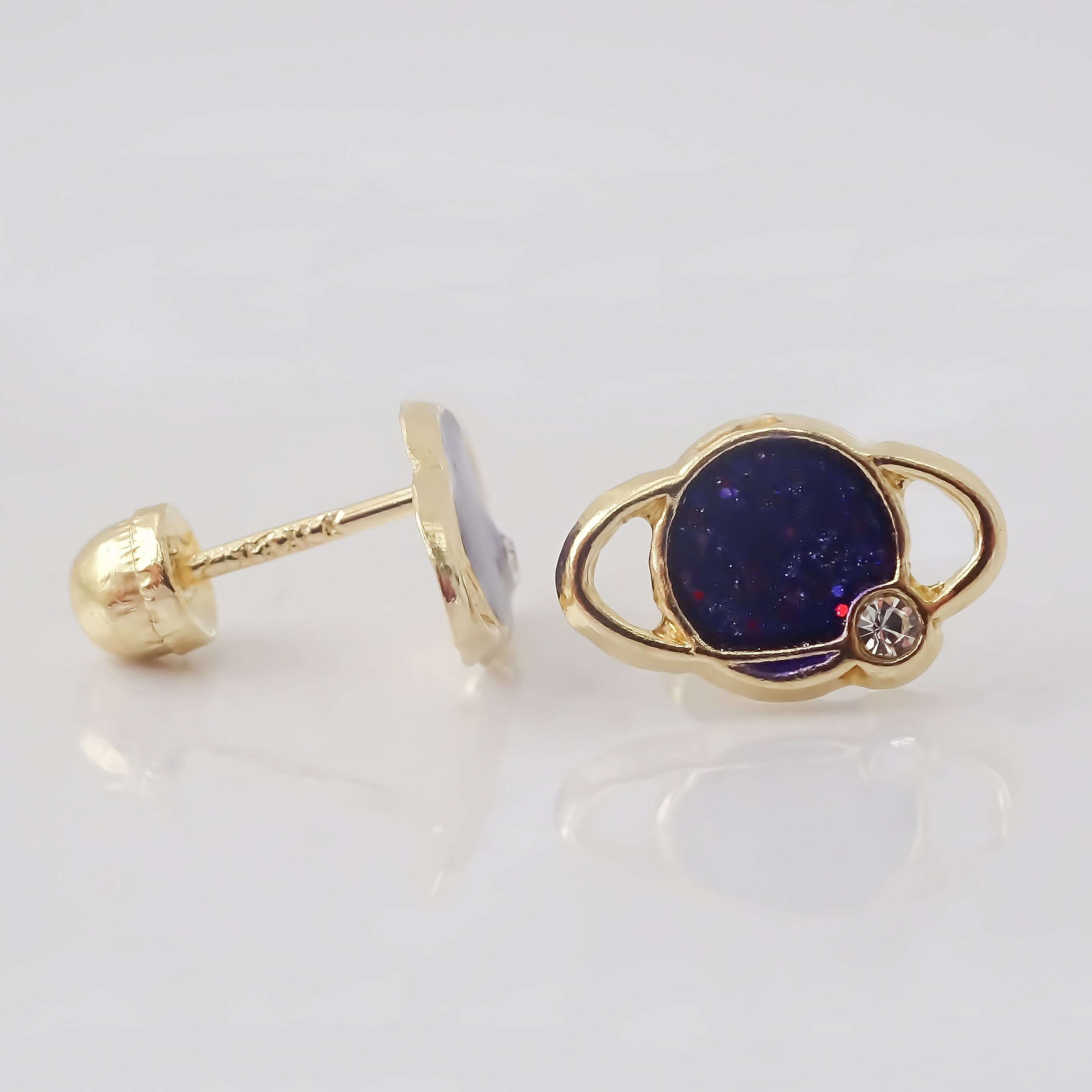 Amor Eterno - Broqueles Deluxe Saturno / Aretes / Oro 10k / Morado