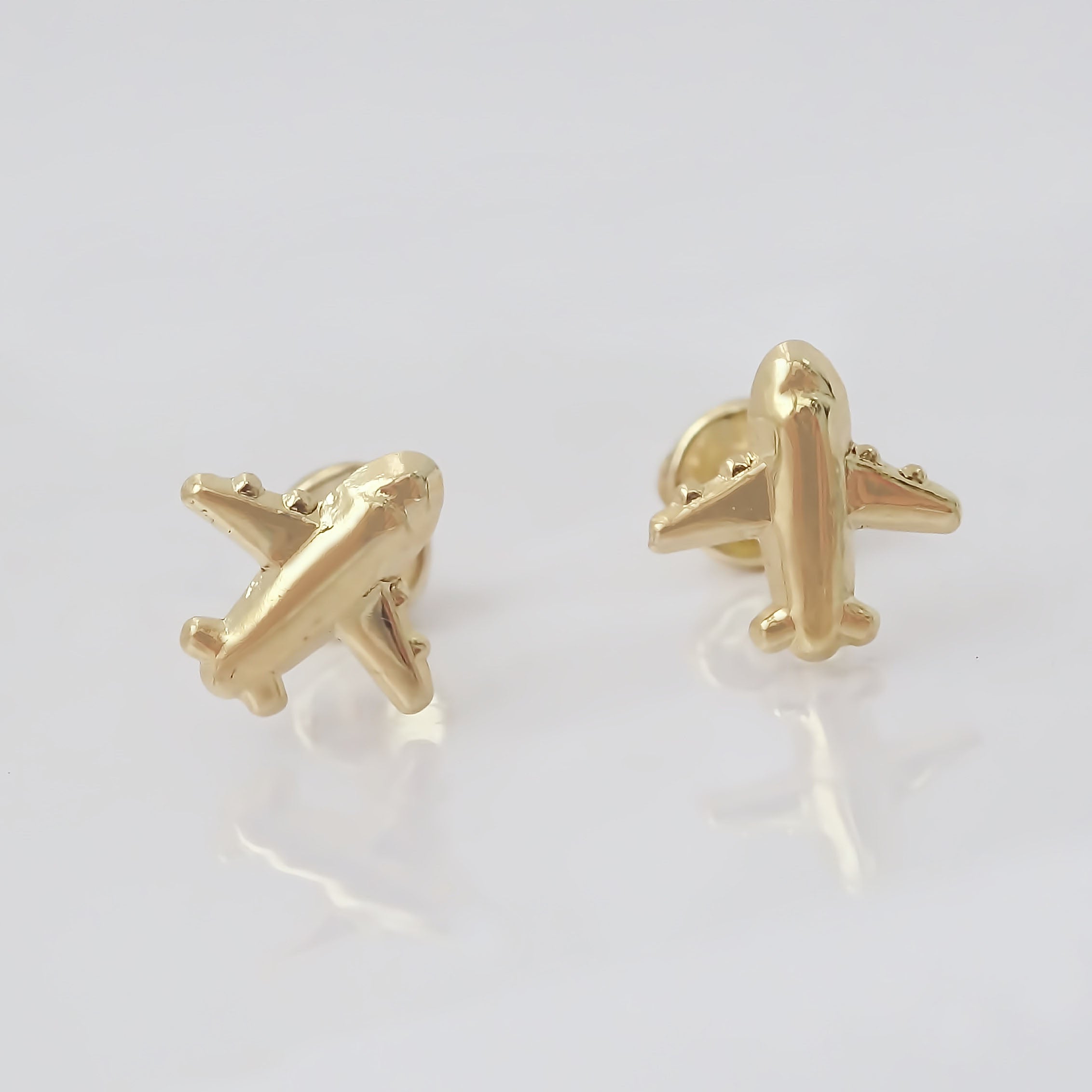 Amor Eterno - Broqueles Deluxe Avión Viaje Aretes / Oro 10k