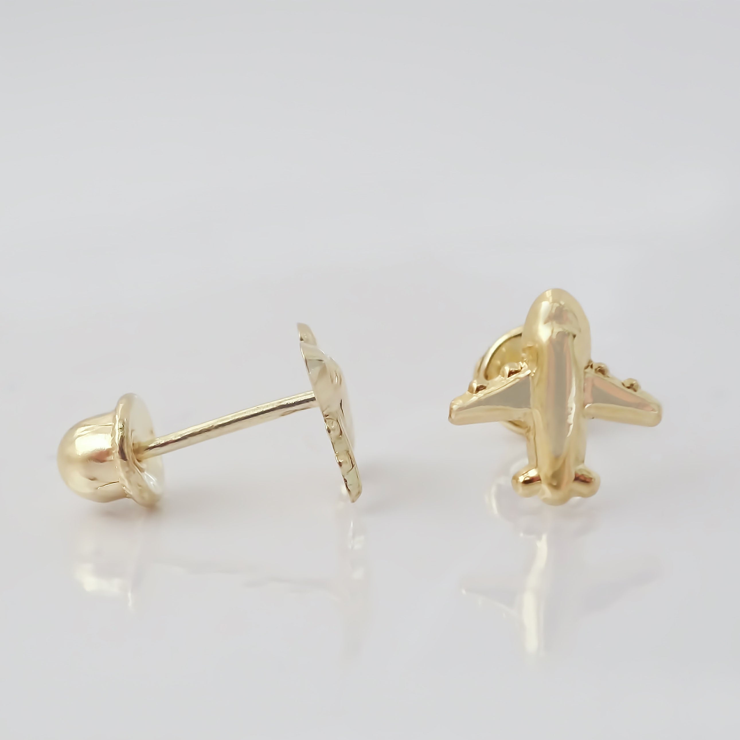 Amor Eterno - Broqueles Deluxe Avión Viaje Aretes / Oro 10k