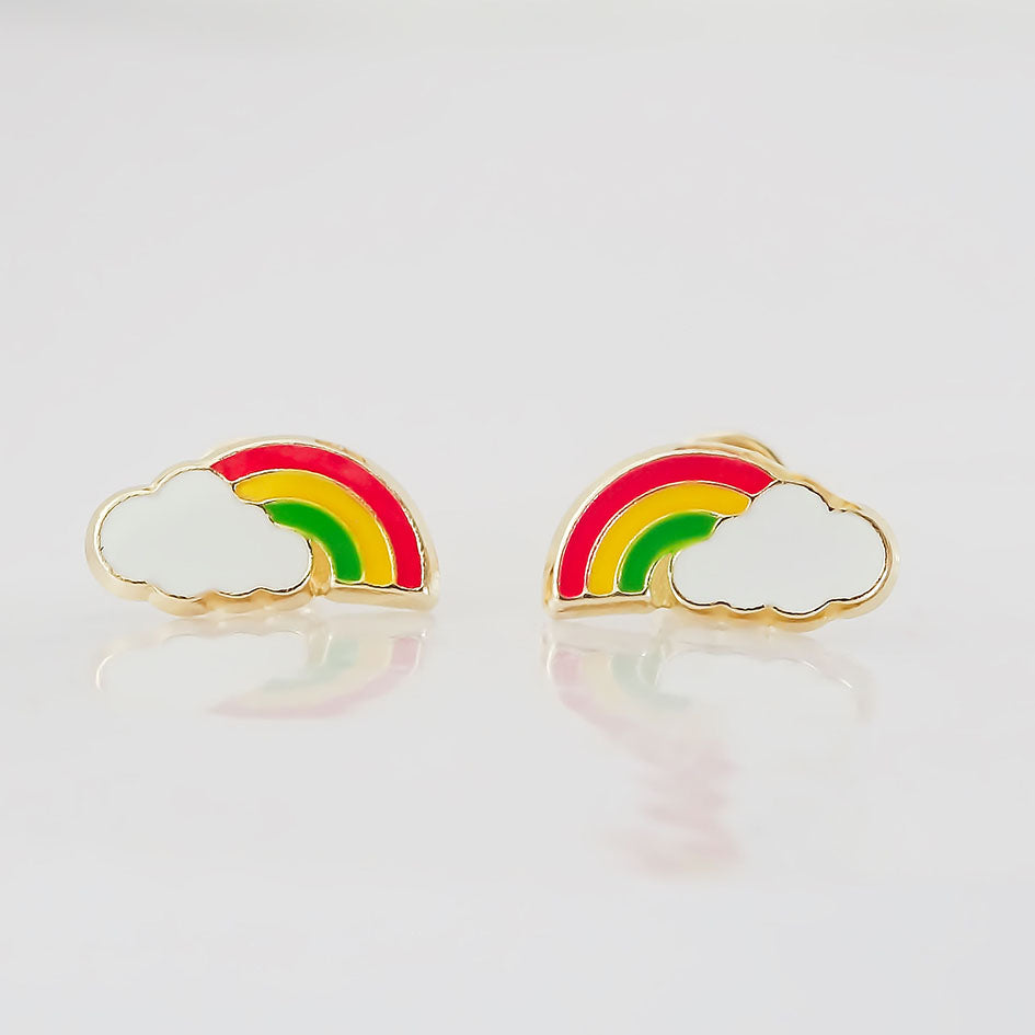 Amor Eterno - Broqueles Deluxe Arcoiris / Aretes / Oro 10k