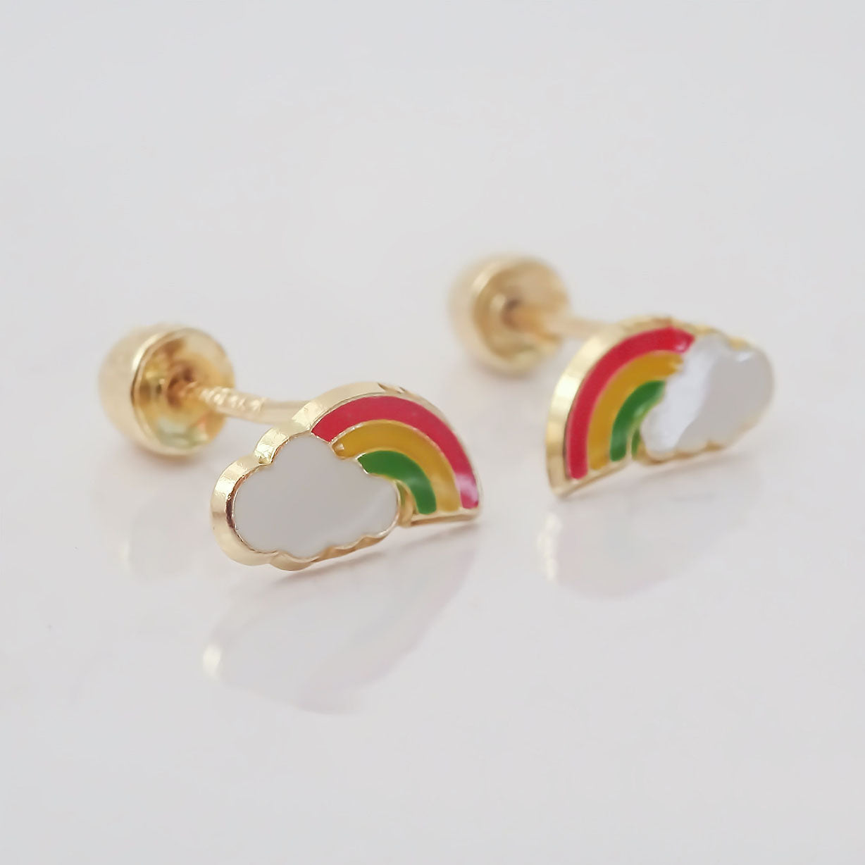 Amor Eterno - Broqueles Deluxe Arcoiris / Aretes / Oro 10k