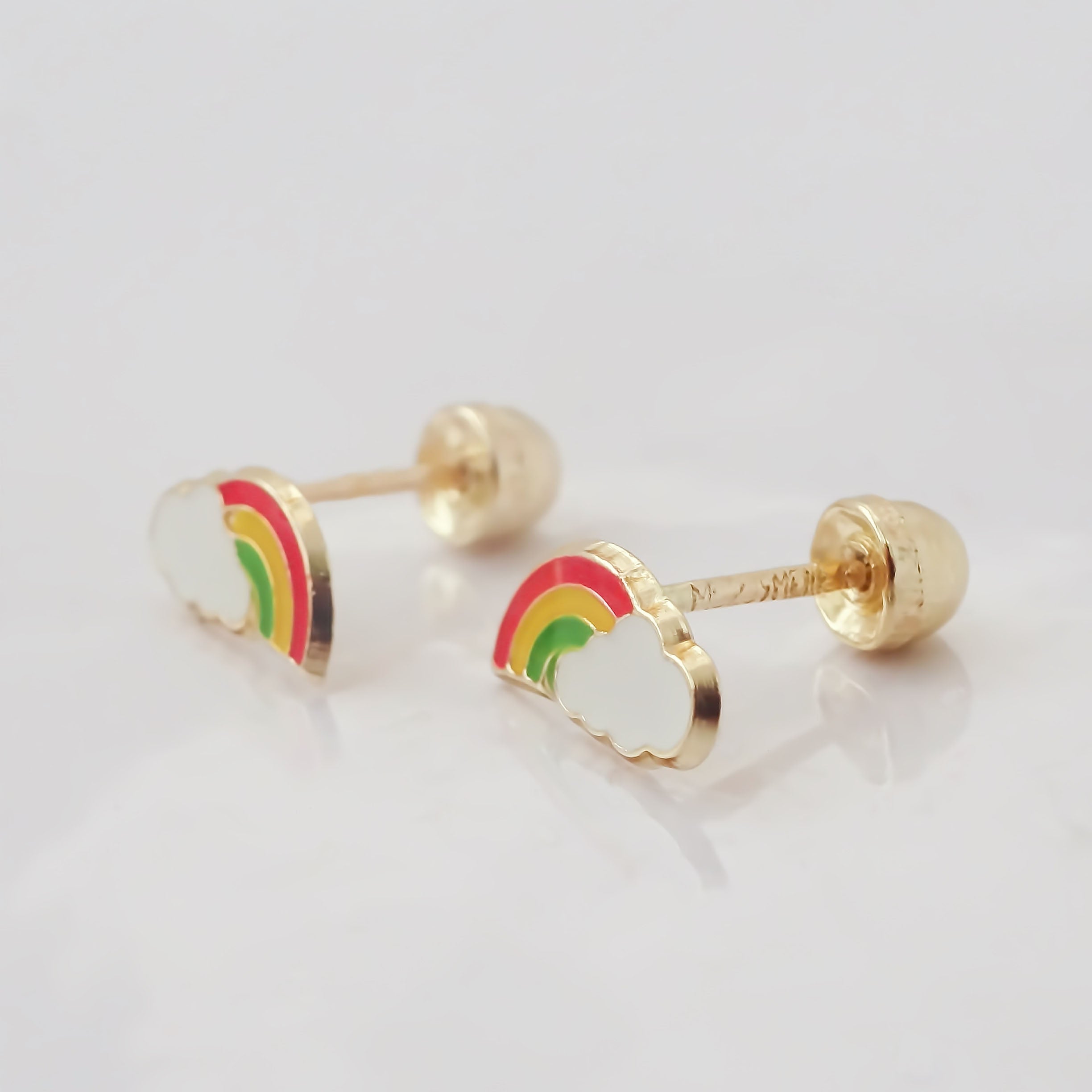 Amor Eterno - Broqueles Deluxe Arcoiris / Aretes / Oro 10k