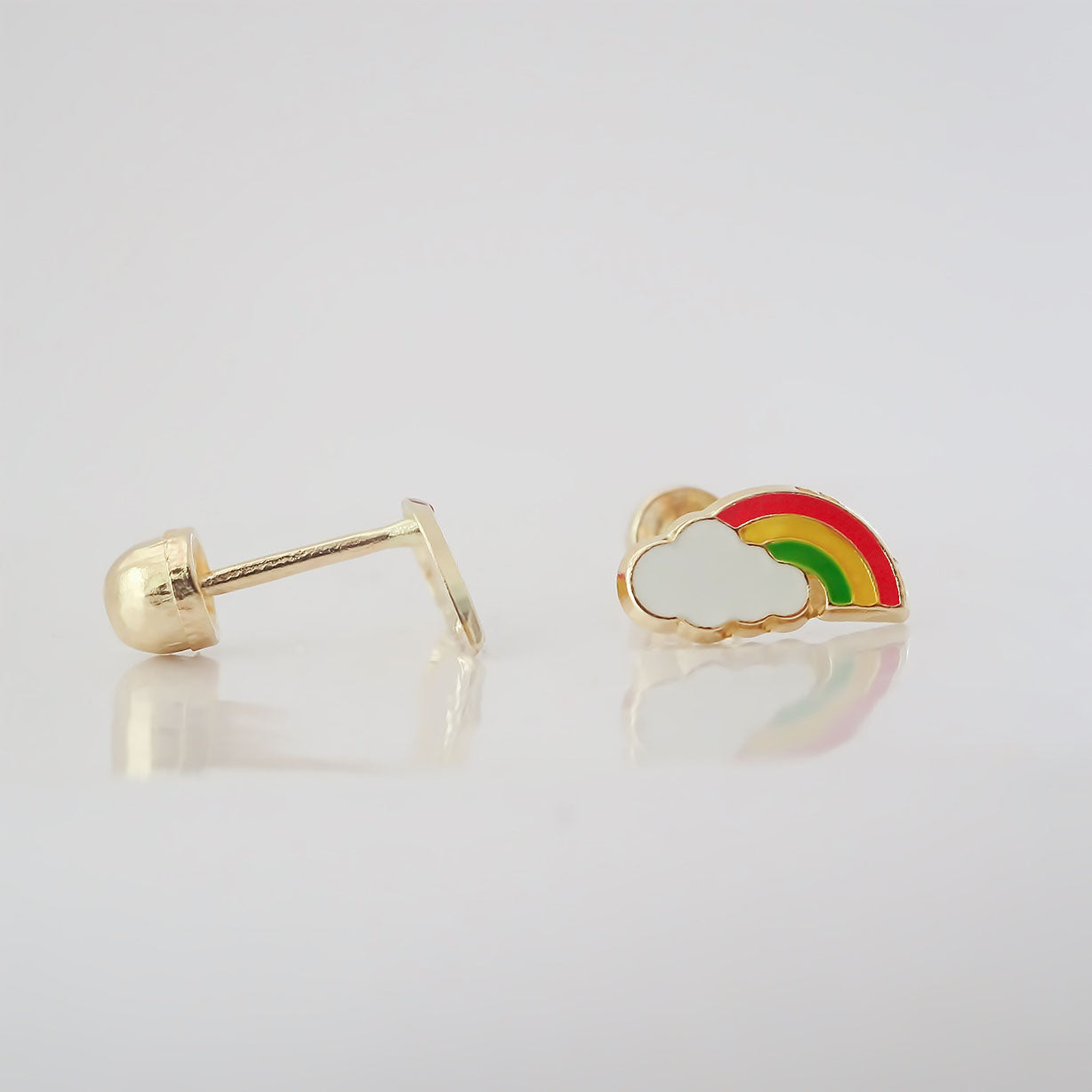Amor Eterno - Broqueles Deluxe Arcoiris / Aretes / Oro 10k