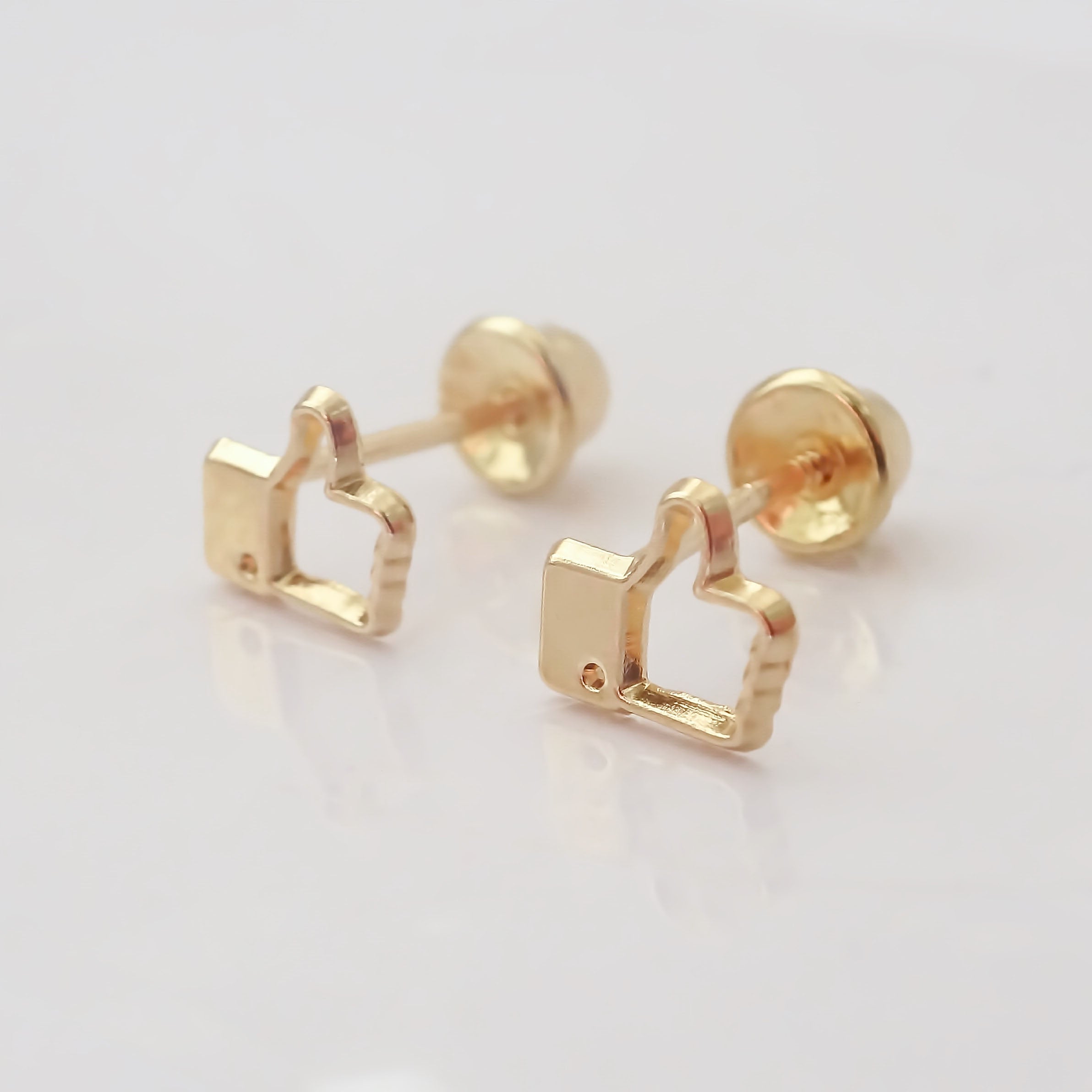 Amor Eterno - Broqueles Deluxe Facebook Like Aretes Oro 10k