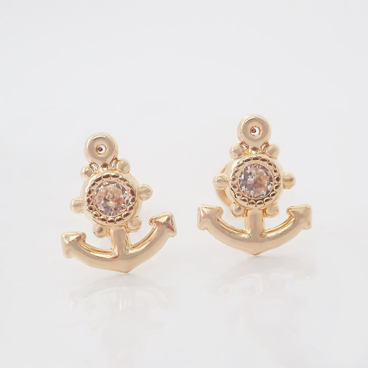 Amor Eterno - Broqueles Deluxe Ancla / Aretes / Oro 10k