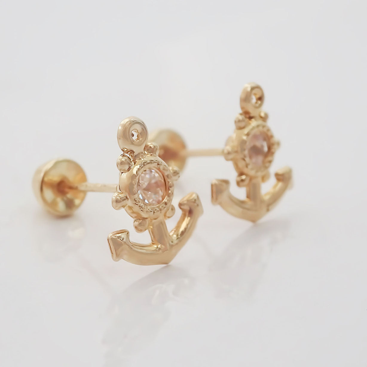 Amor Eterno - Broqueles Deluxe Ancla / Aretes / Oro 10k