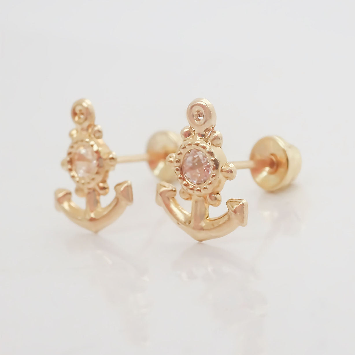 Amor Eterno - Broqueles Deluxe Ancla / Aretes / Oro 10k