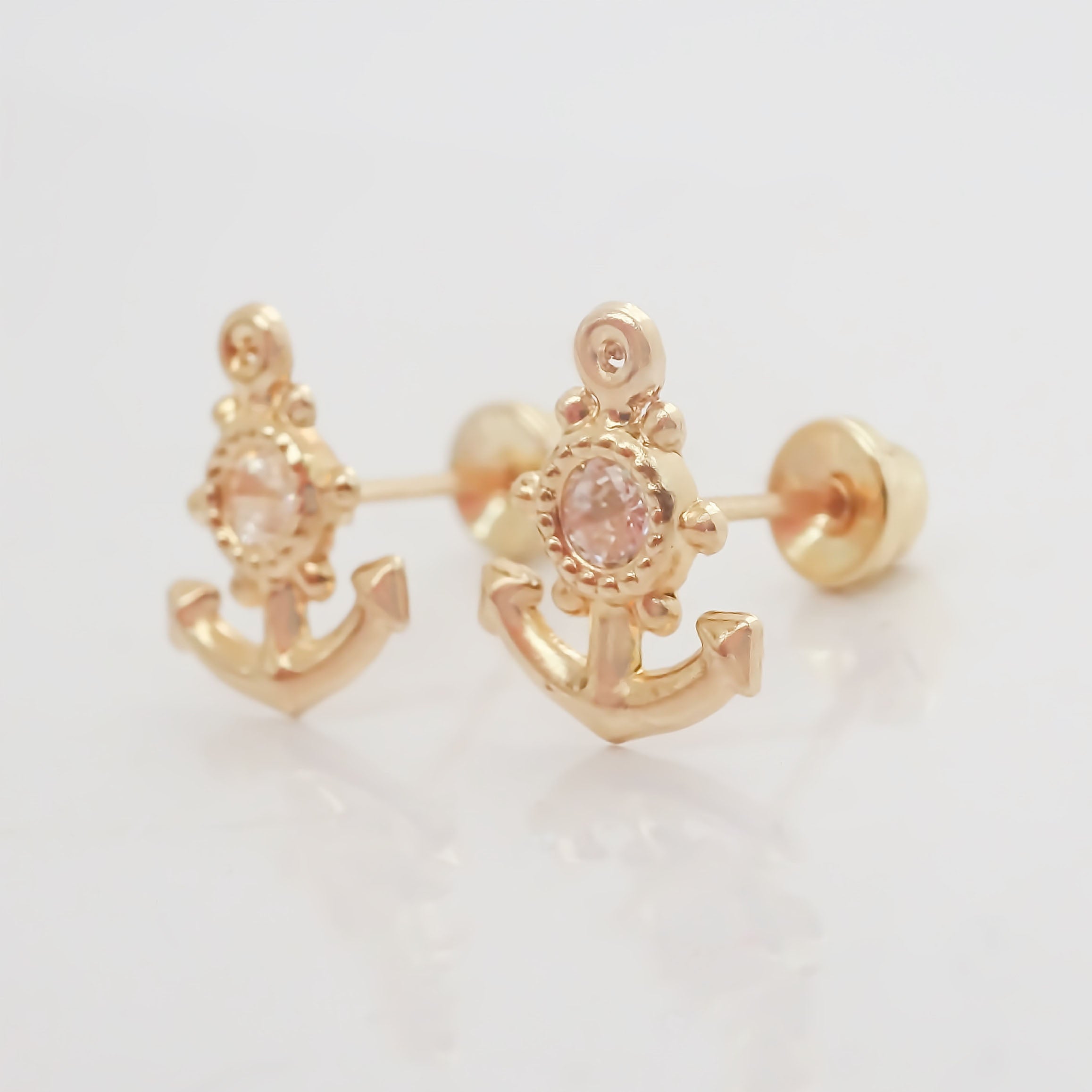 Amor Eterno - Broqueles Deluxe Ancla / Aretes / Oro 10k