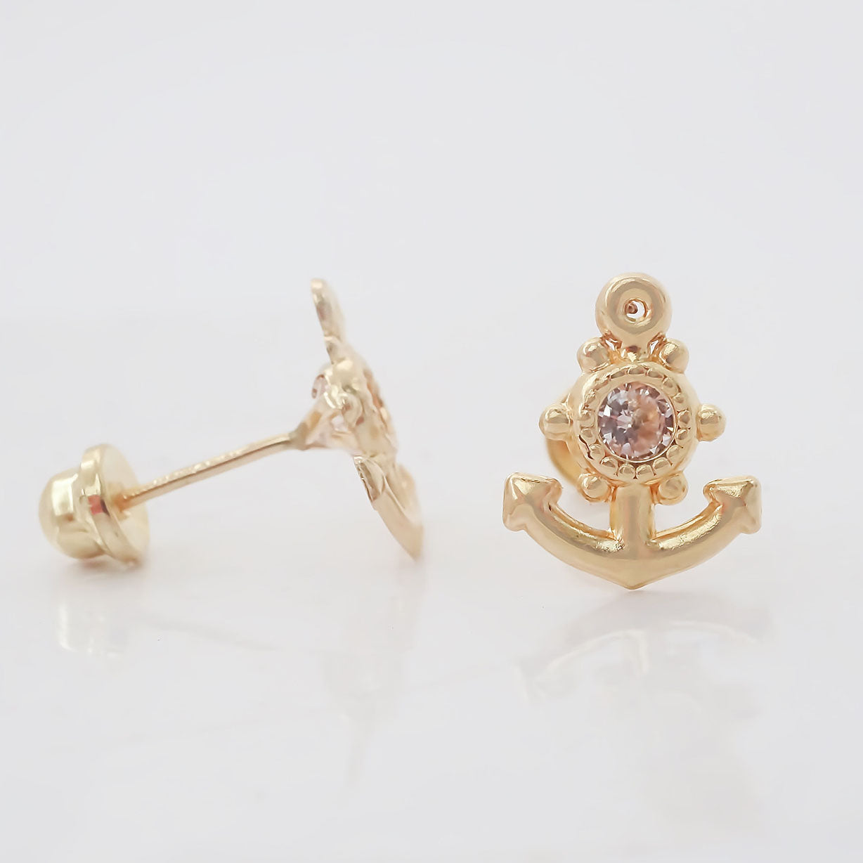 Amor Eterno - Broqueles Deluxe Ancla / Aretes / Oro 10k