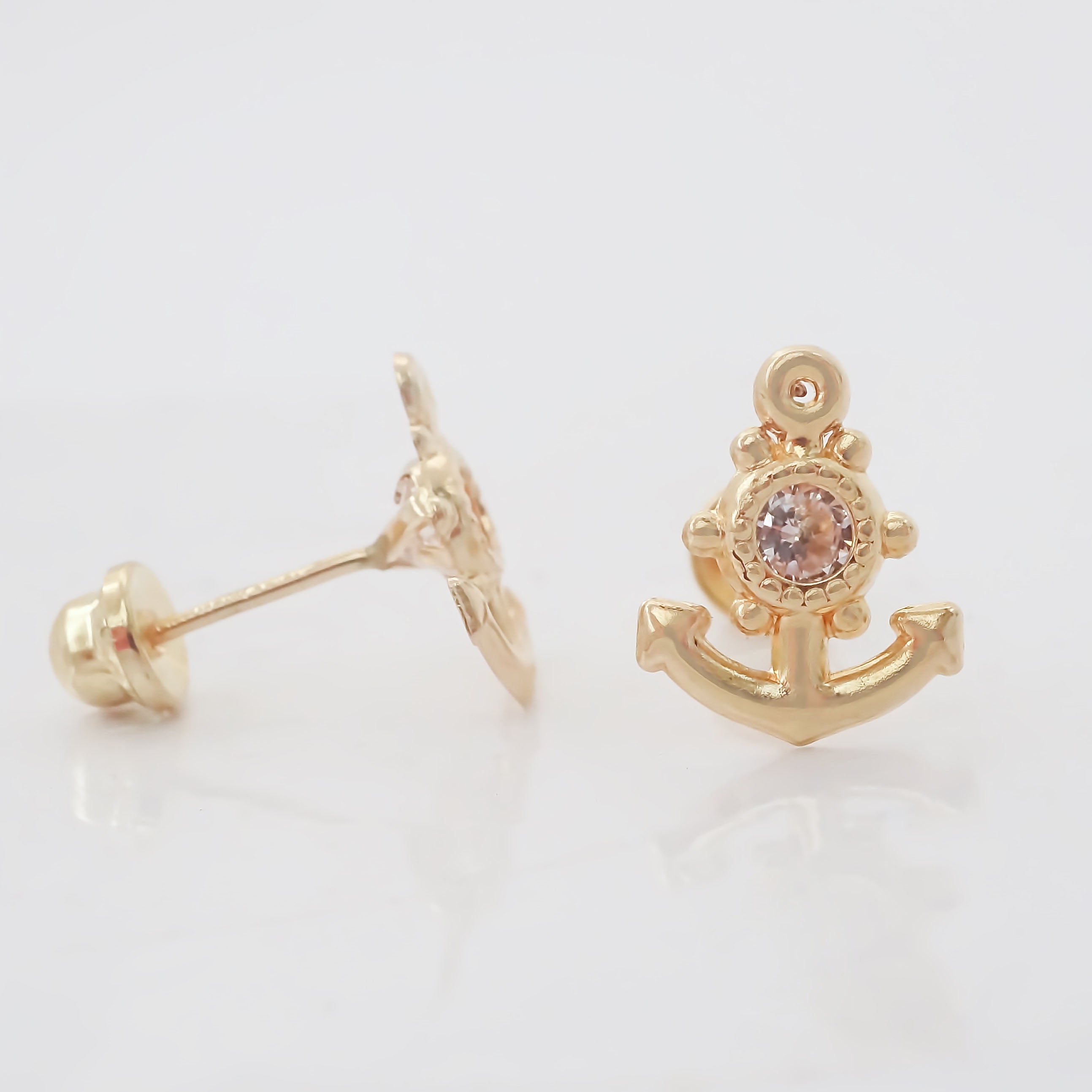 Amor Eterno - Broqueles Deluxe Ancla / Aretes / Oro 10k