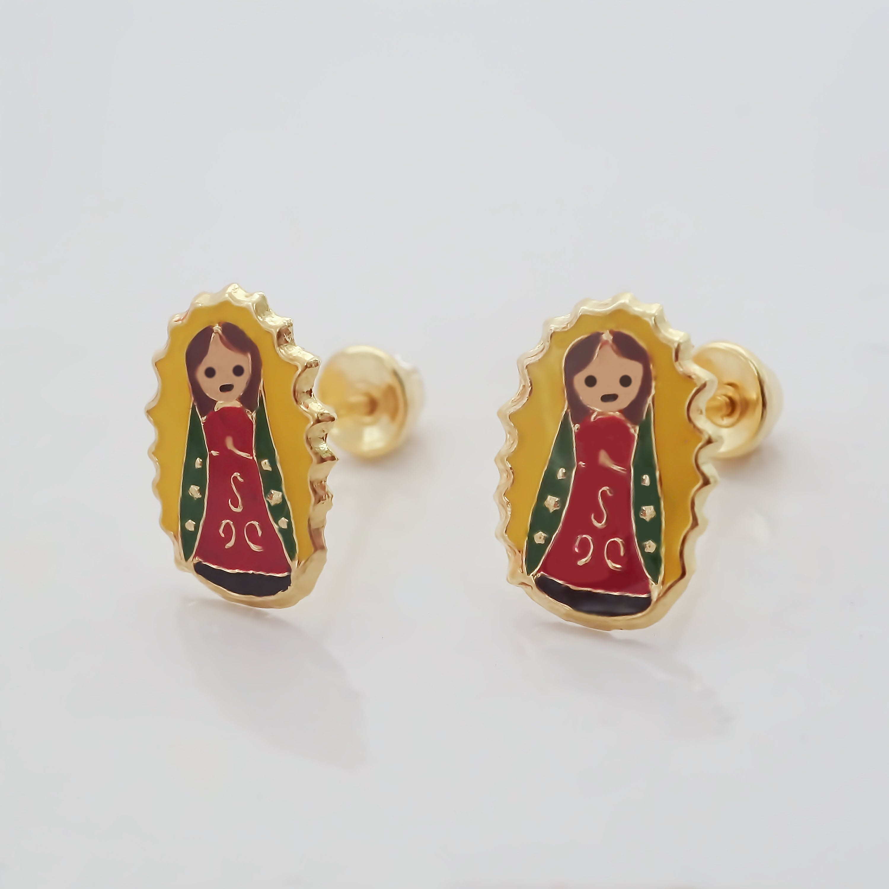 Amor Eterno - Broqueles Deluxe Virgencita / Aretes / Oro 10k