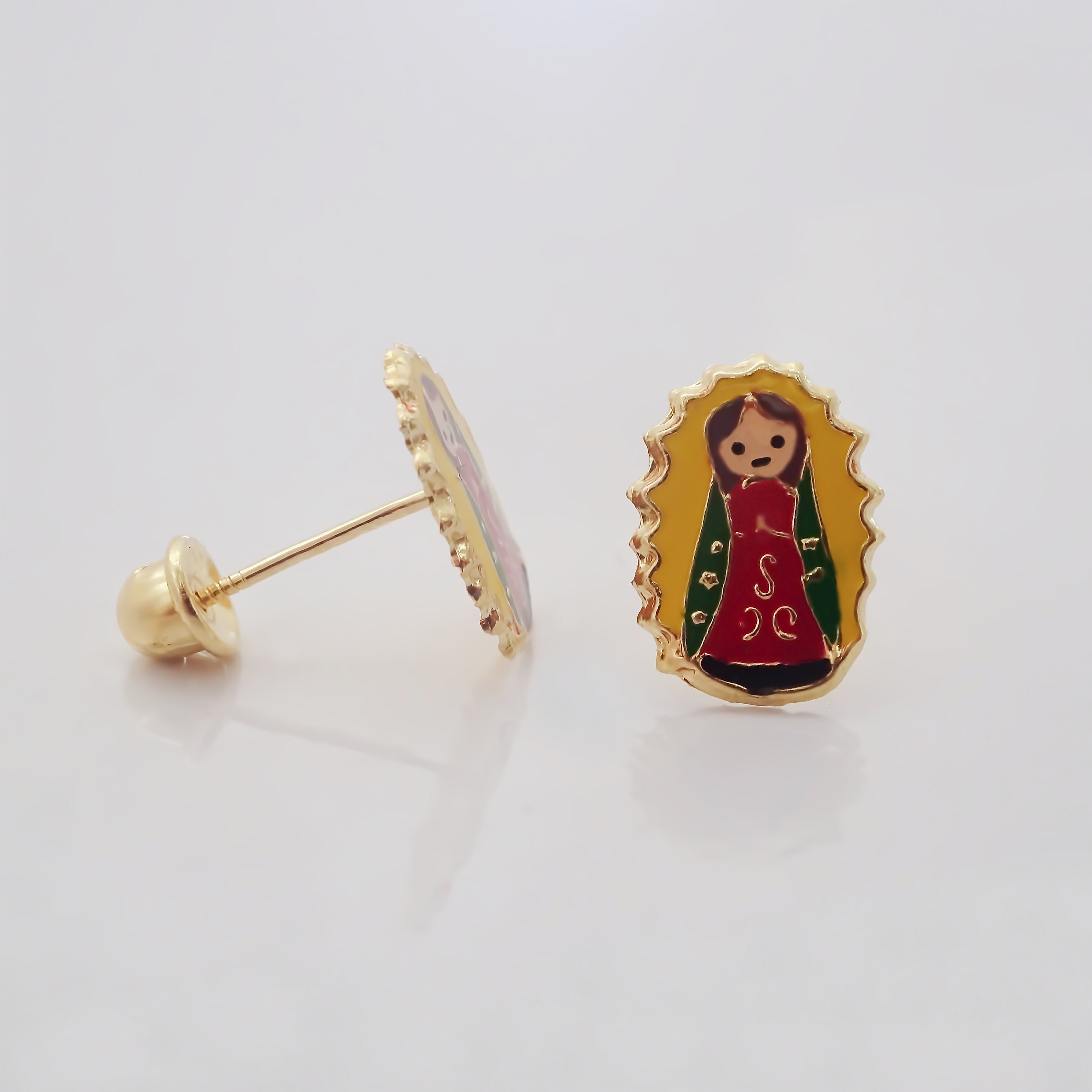 Amor Eterno - Broqueles Deluxe Virgencita / Aretes / Oro 10k