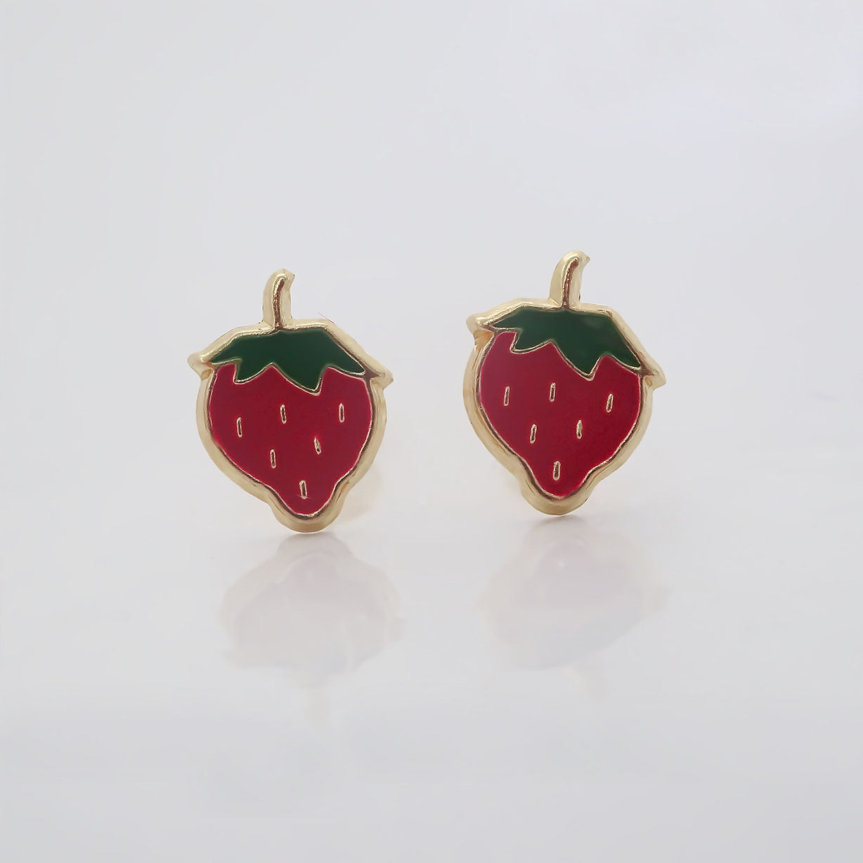 Amor Eterno - Broqueles Deluxe Fresa / Aretes / Oro 10k