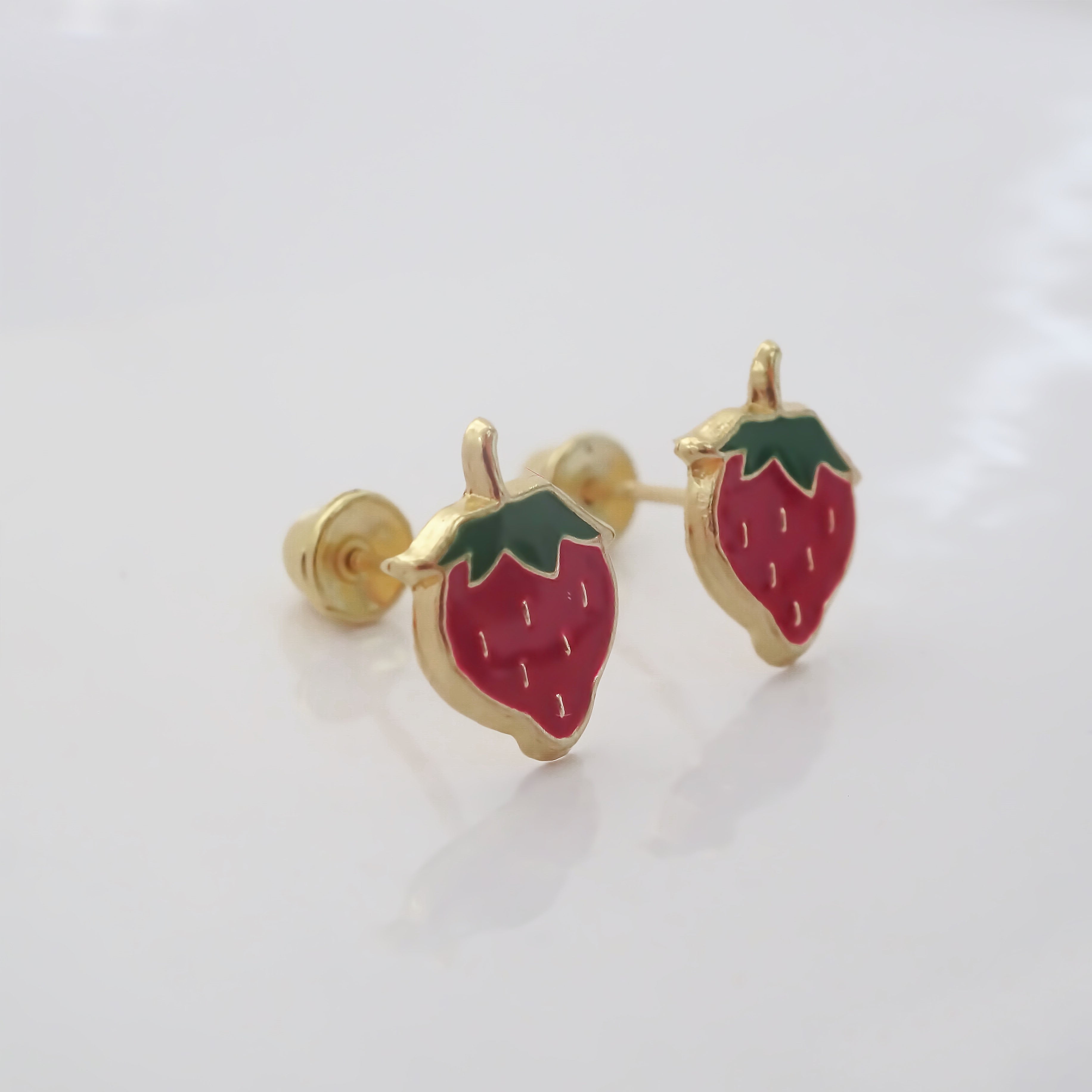 Amor Eterno - Broqueles Deluxe Fresa / Aretes / Oro 10k