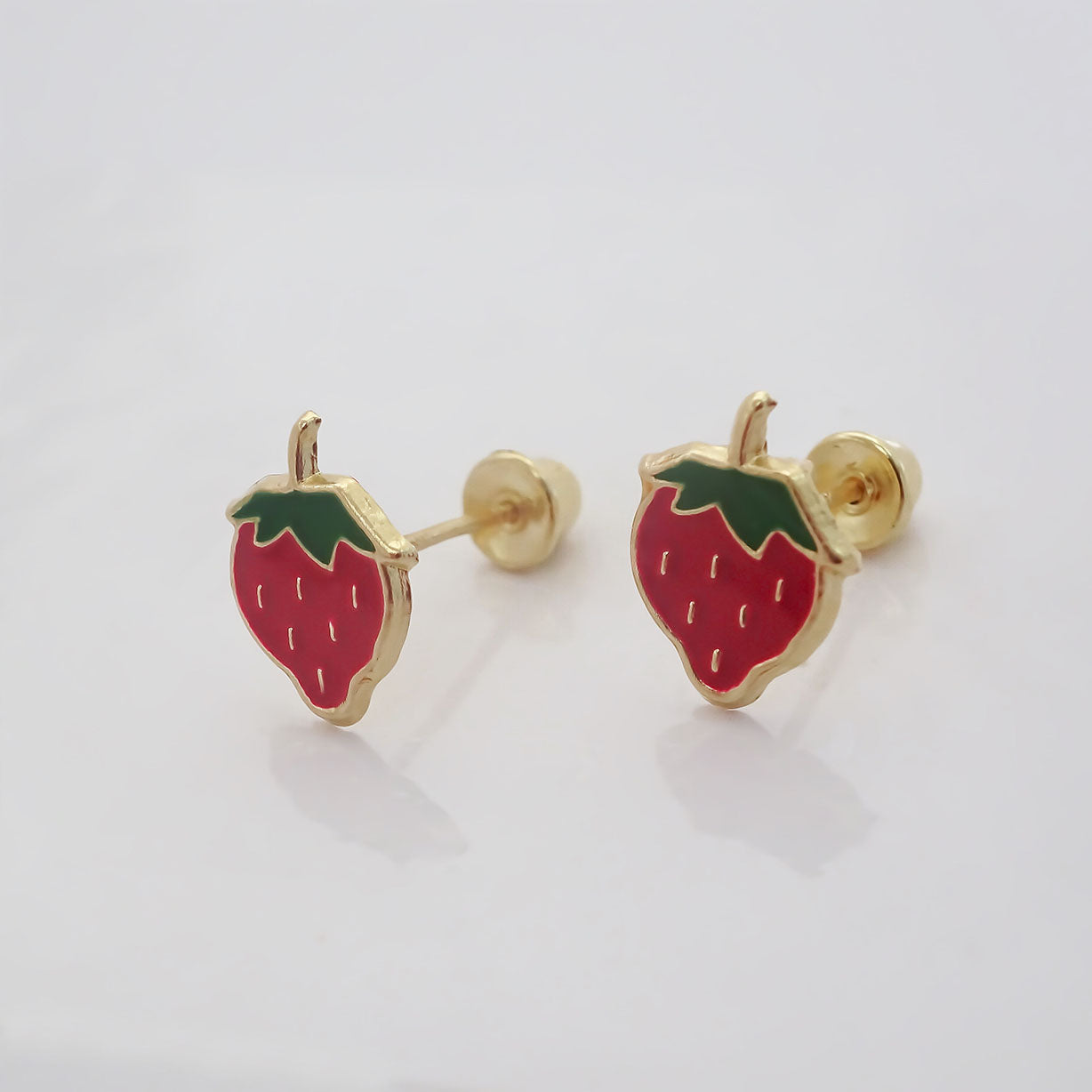 Amor Eterno - Broqueles Deluxe Fresa / Aretes / Oro 10k