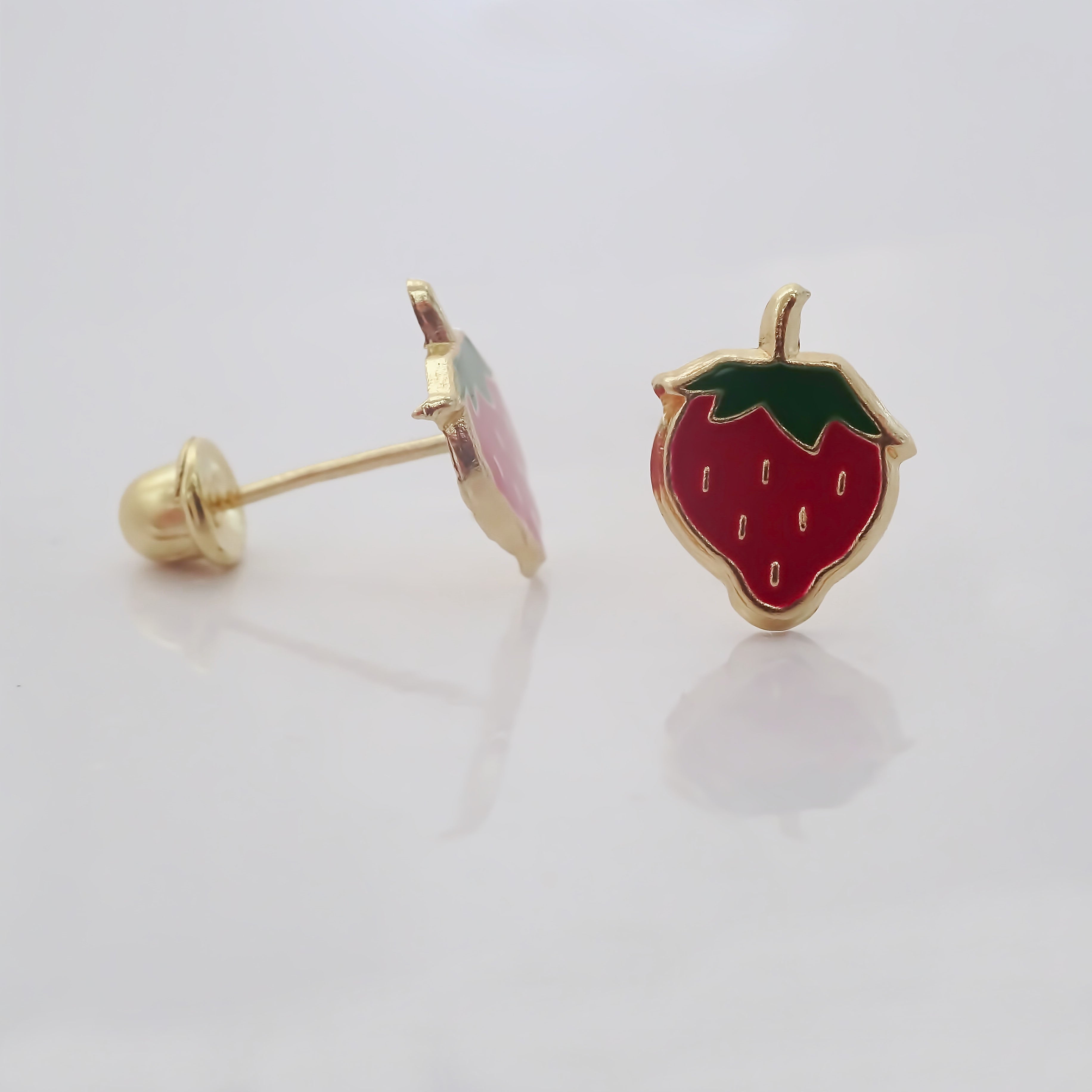 Amor Eterno - Broqueles Deluxe Fresa / Aretes / Oro 10k