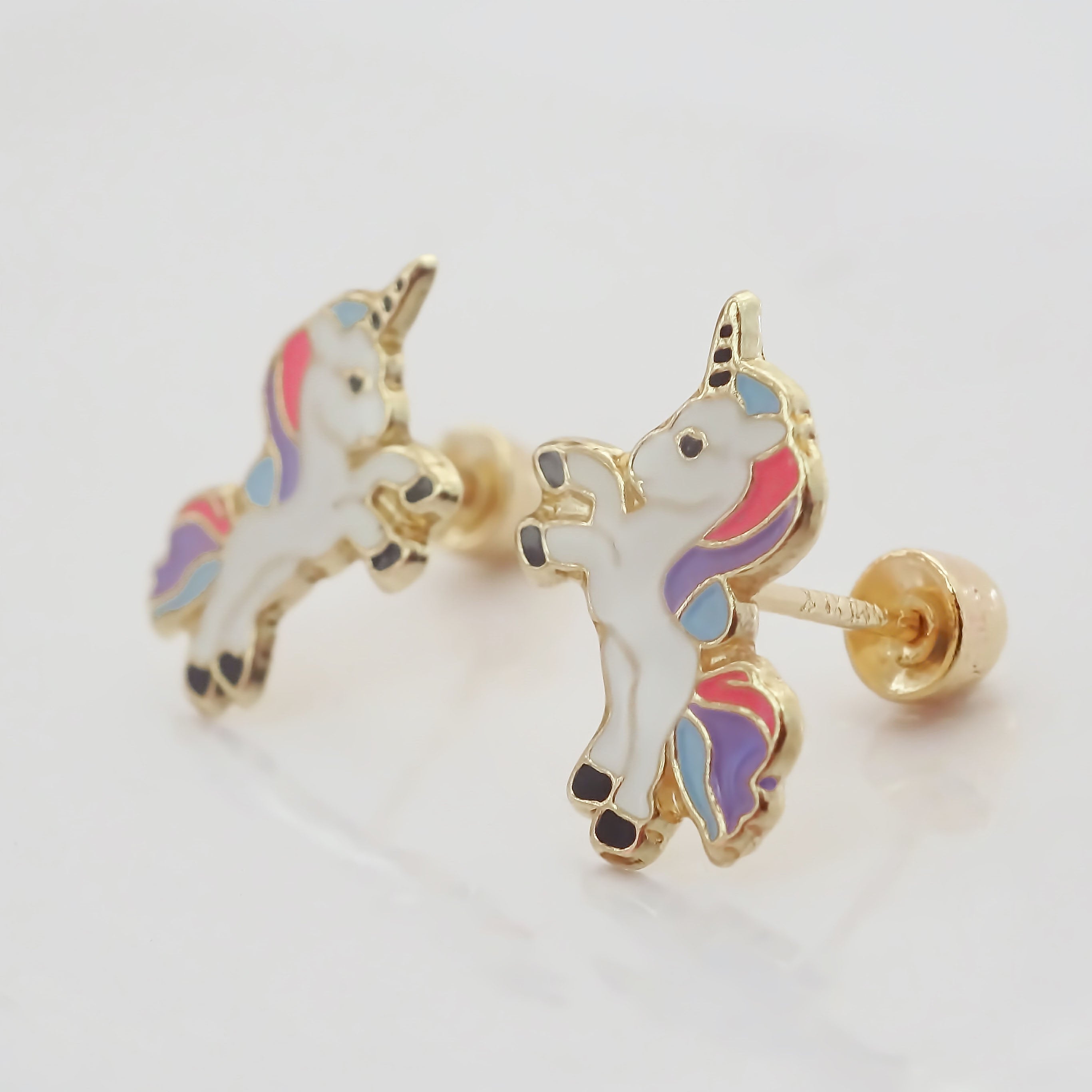 Amor Eterno - Broqueles Deluxe Unicornio / Aretes / Oro 10k