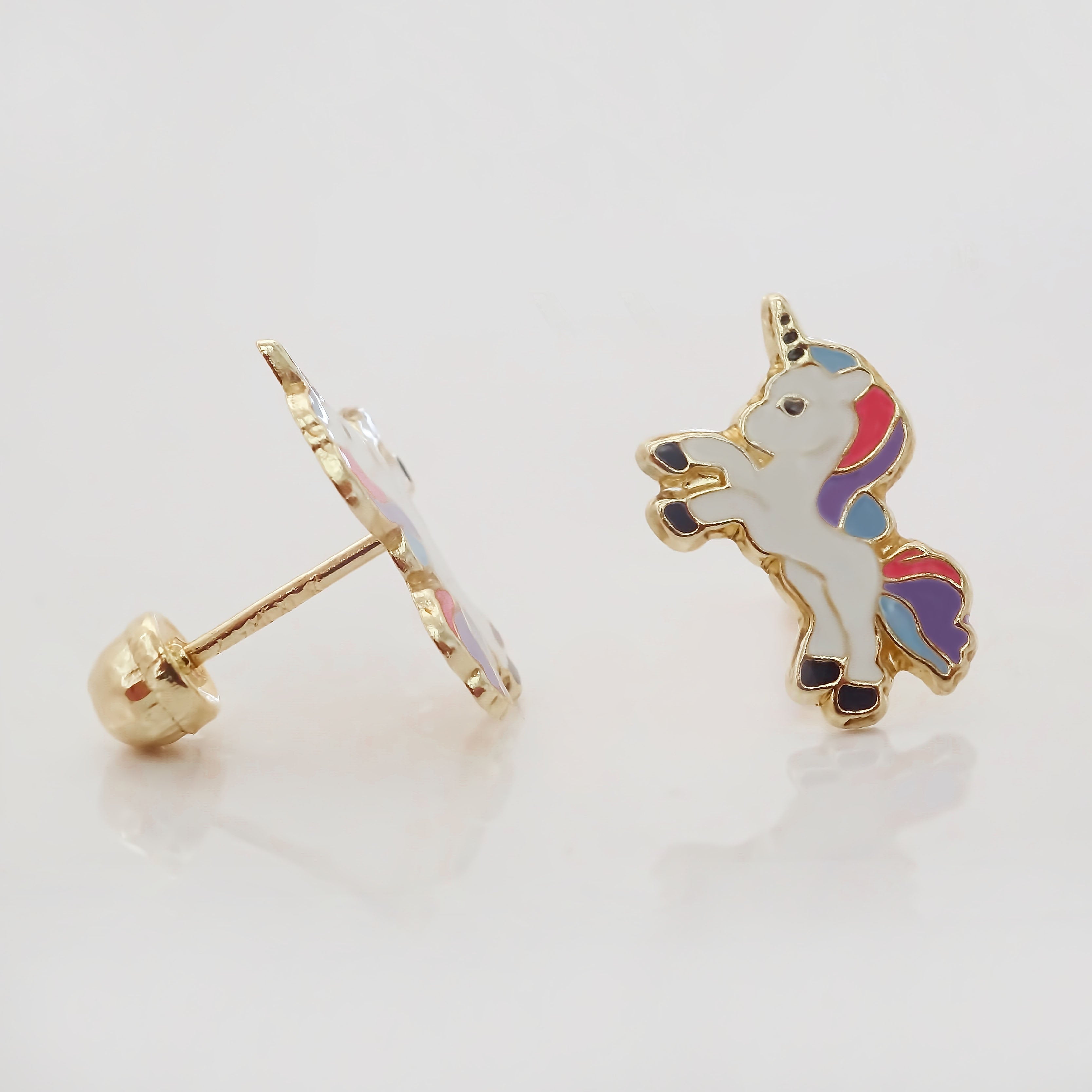 Amor Eterno - Broqueles Deluxe Unicornio / Aretes / Oro 10k