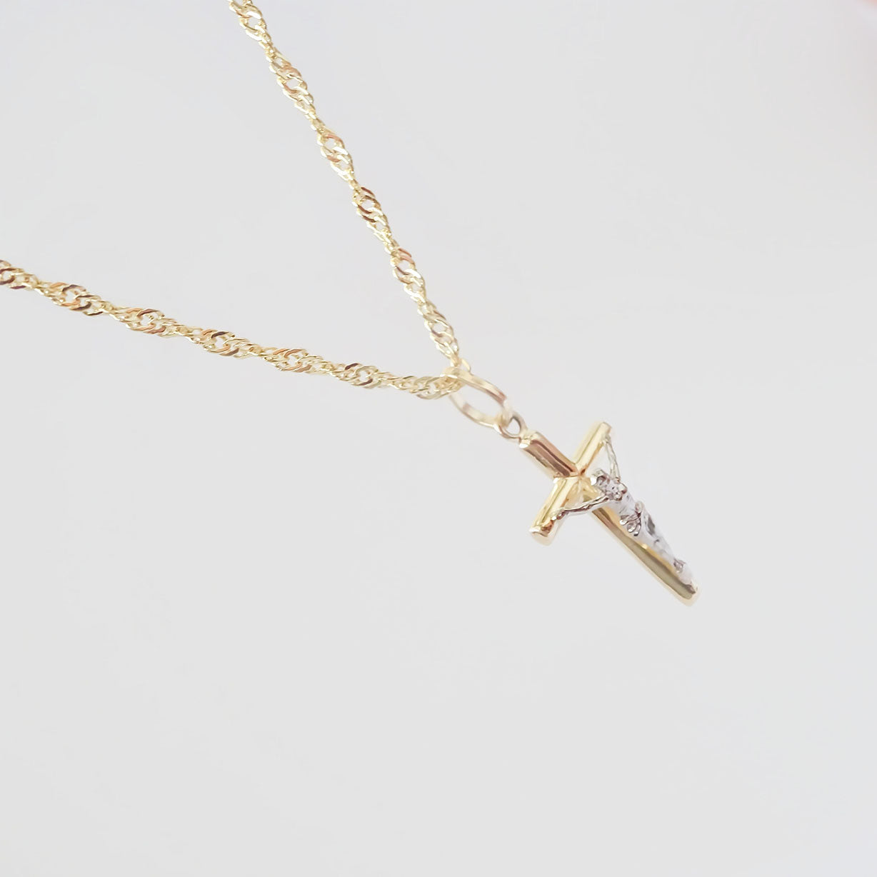 Amor Eterno - Dije Cruz Crucifijo / Cristo Oro 10k + Cadena de Regalo