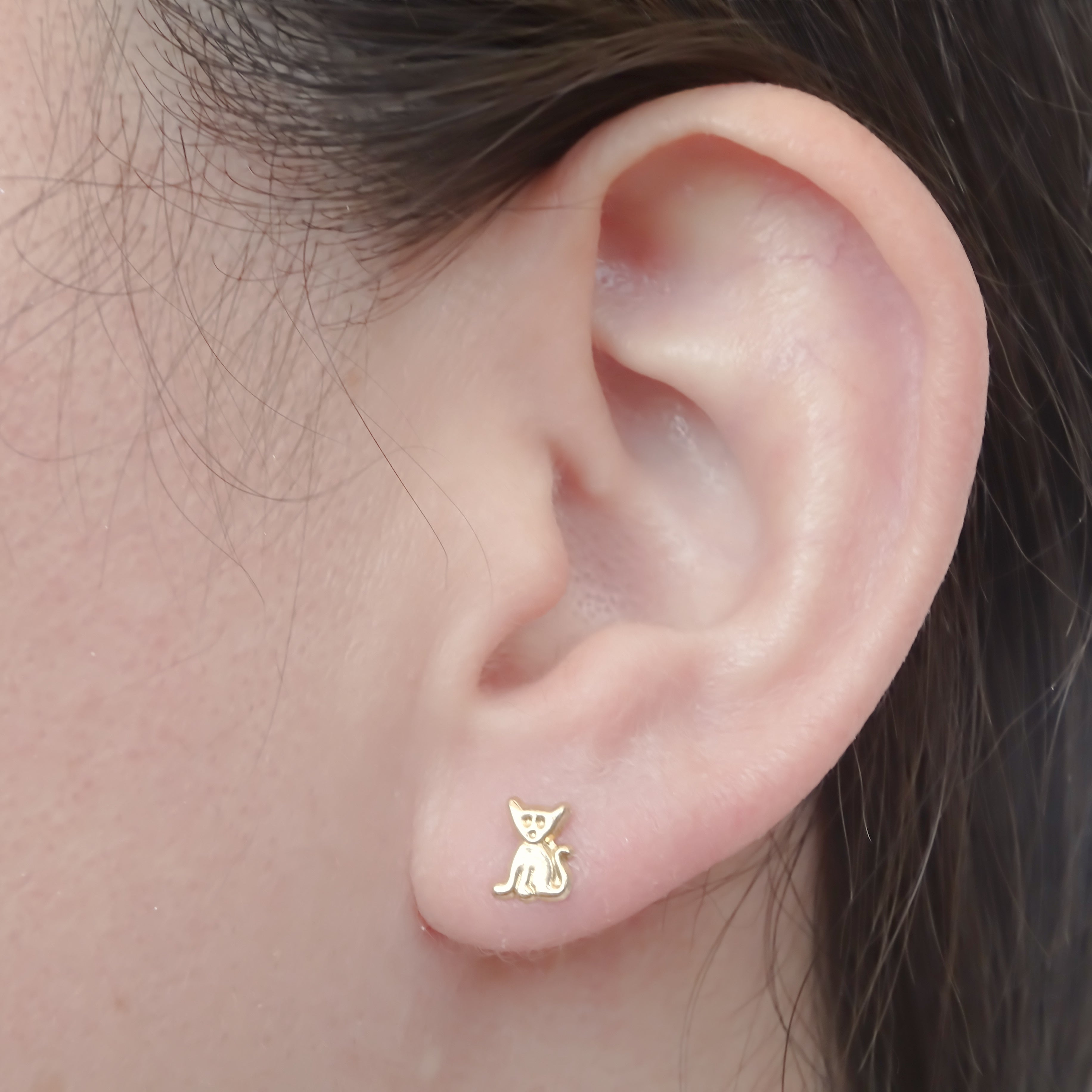 Amor Eterno - Broqueles / Aretes Gato Gatito / Oro 10k