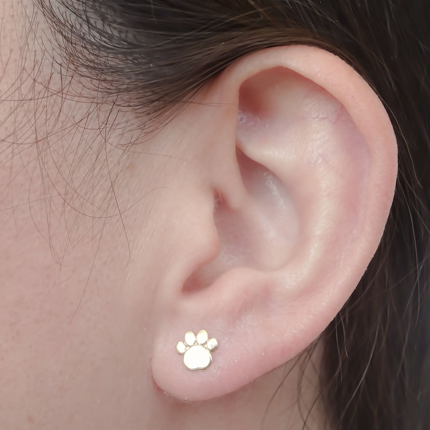 Amor Eterno - Broqueles Huella Perro Mascota Aretes Oro 10k