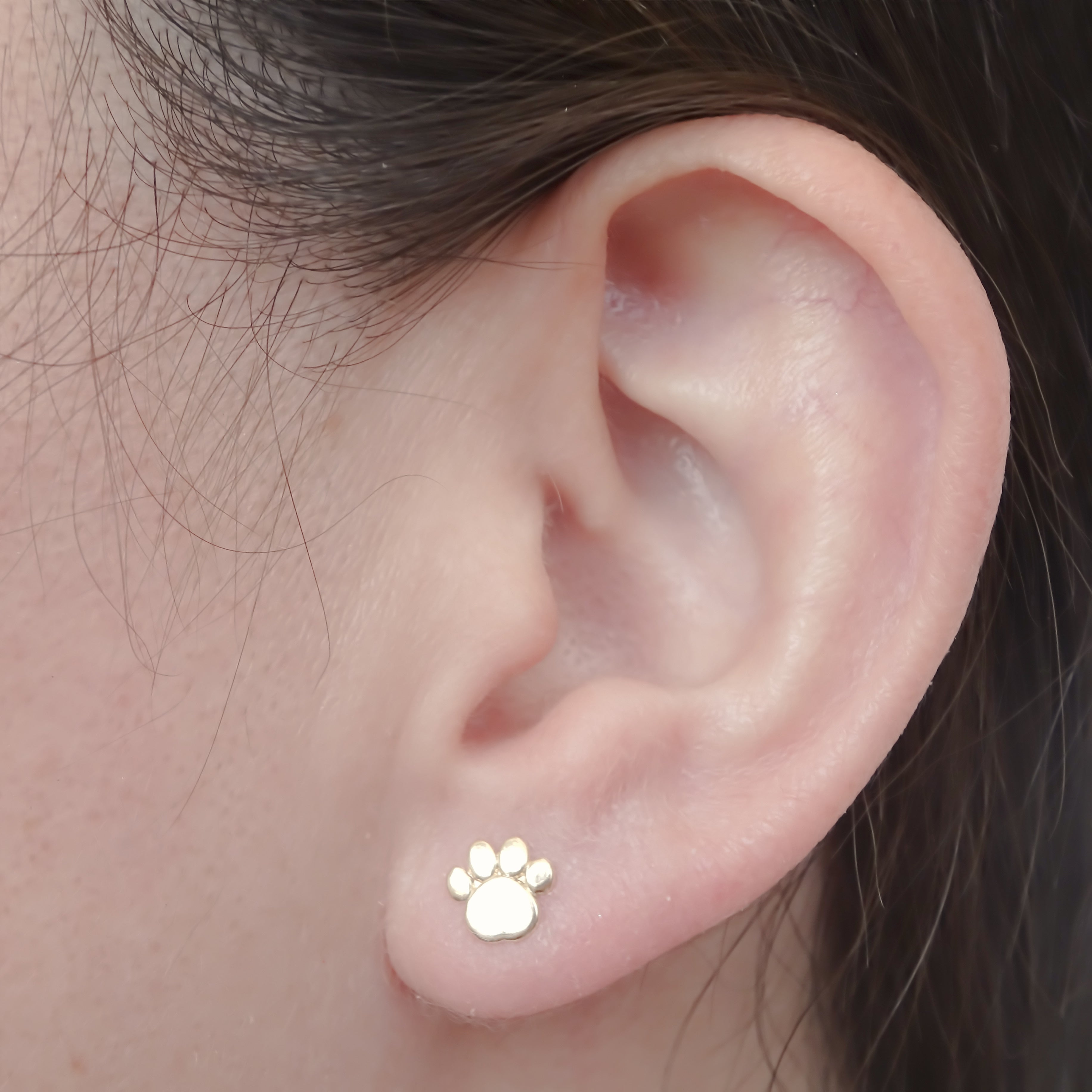 Amor Eterno - Broqueles Huella Perro Mascota Aretes Oro 10k