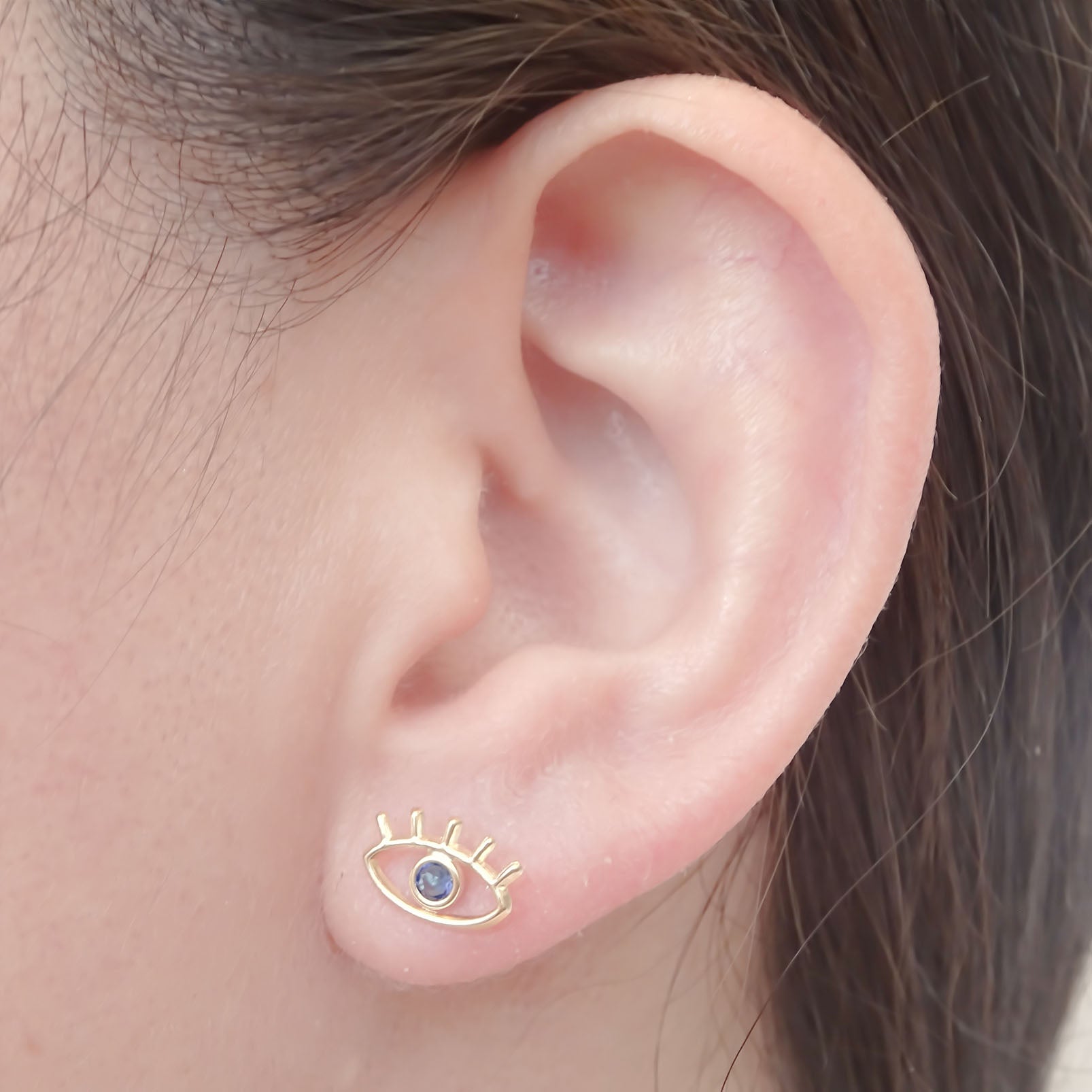 Amor Eterno - Broqueles Ojo Turco Pestañas Aretes / Oro 10k