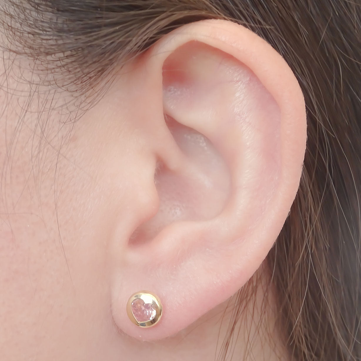 Amor Eterno - Broqueles Bisel Corazón / Aretes / Oro 10k / Rosa