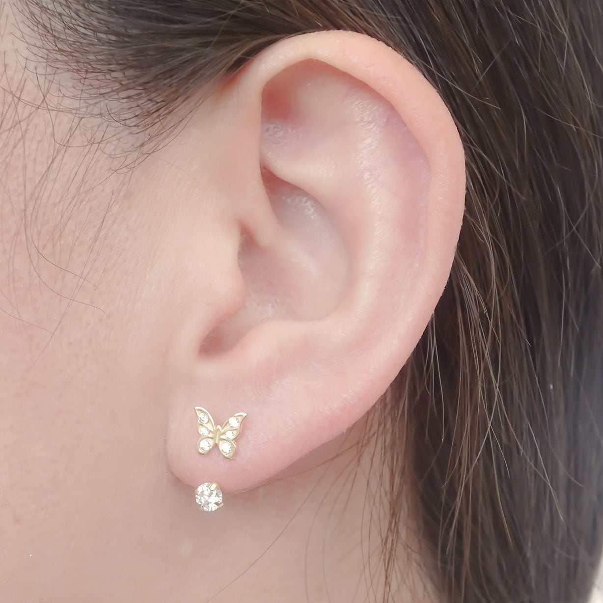 Amor Eterno - Broqueles Mariposa / Aretes / Oro Sólido 10k