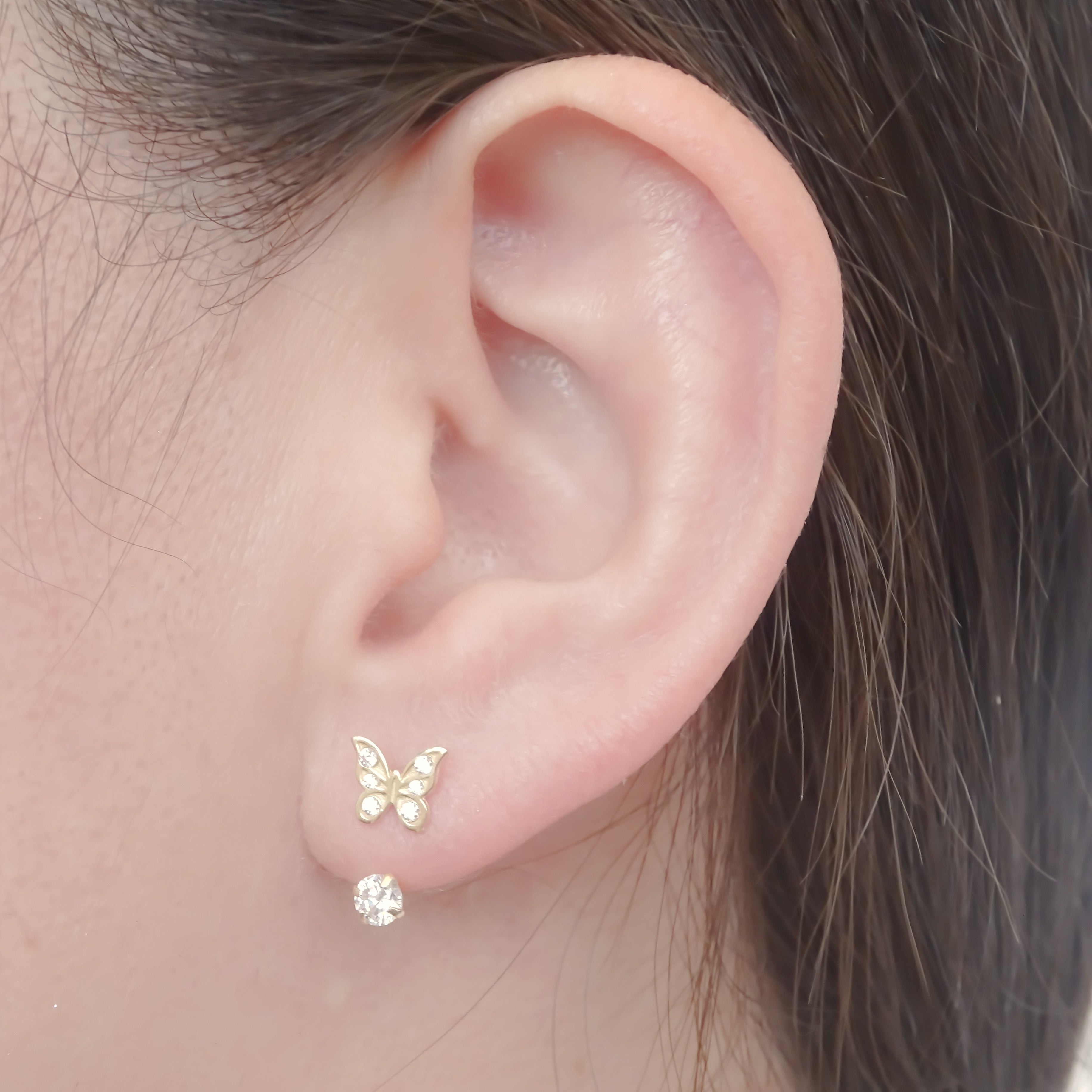 Amor Eterno - Broqueles Mariposa / Aretes / Oro Sólido 10k
