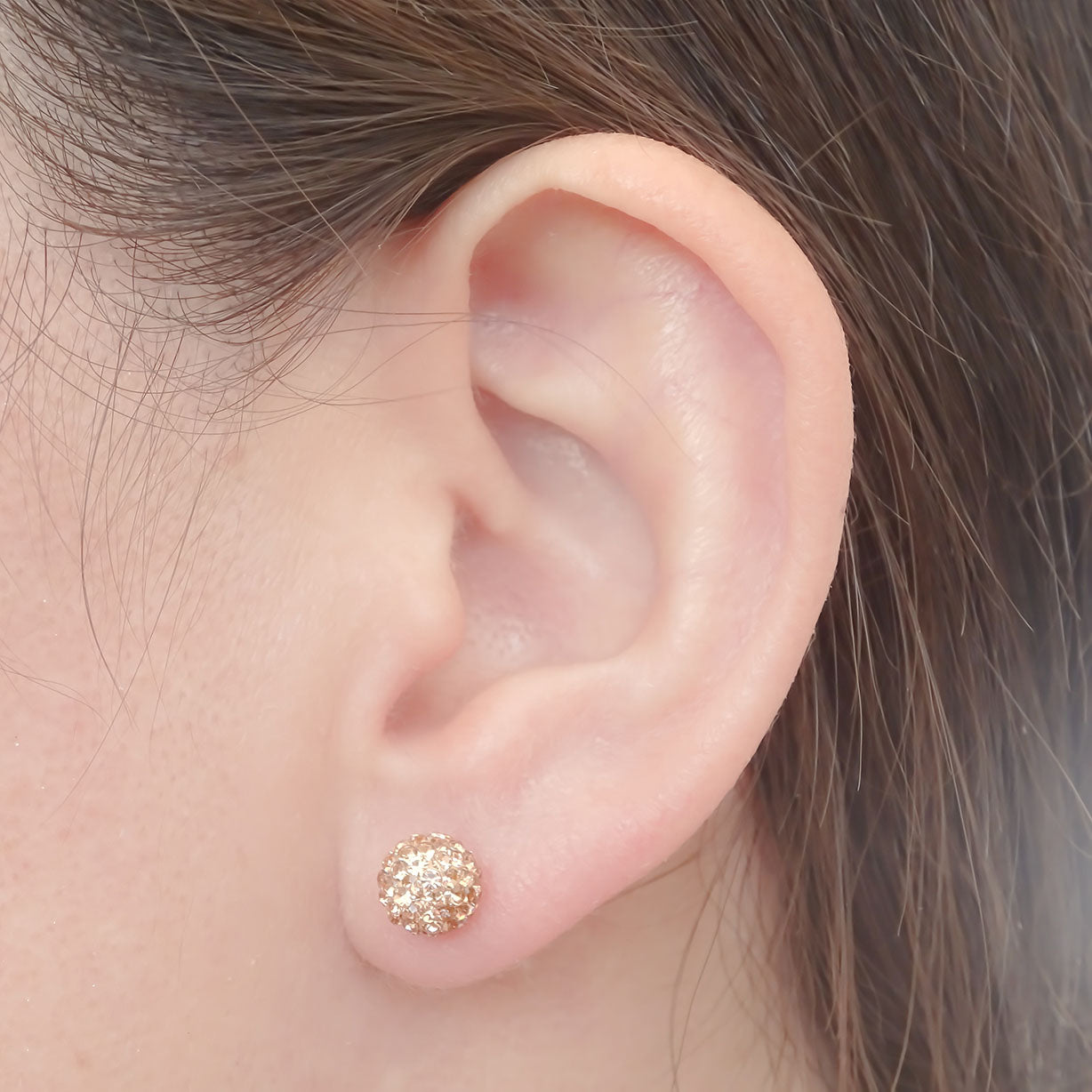 Amor Eterno - Broqueles Esferas / Aretes / Oro Sólido 10k / Amarillo
