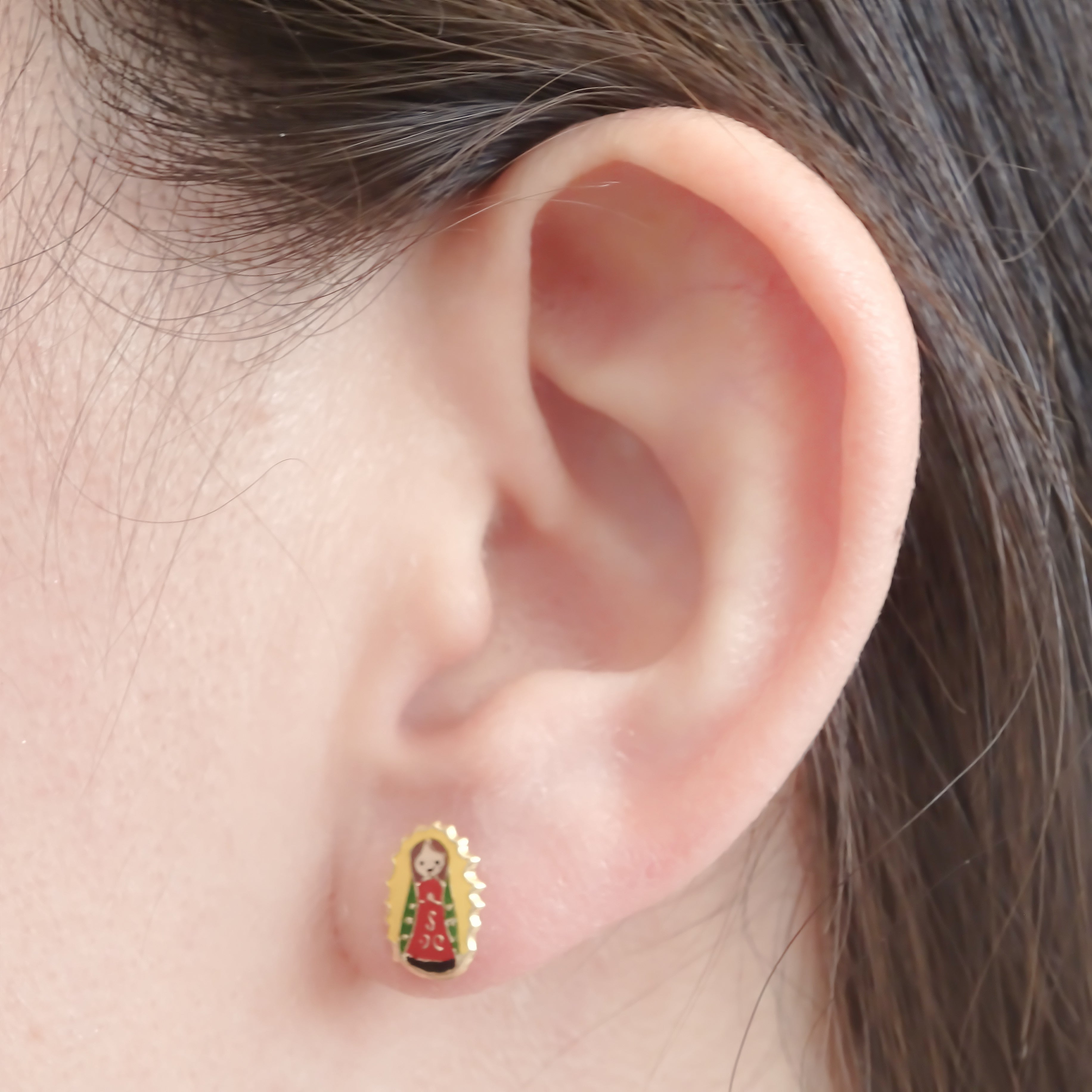 Amor Eterno - Broqueles Deluxe Virgencita / Aretes / Oro 10k