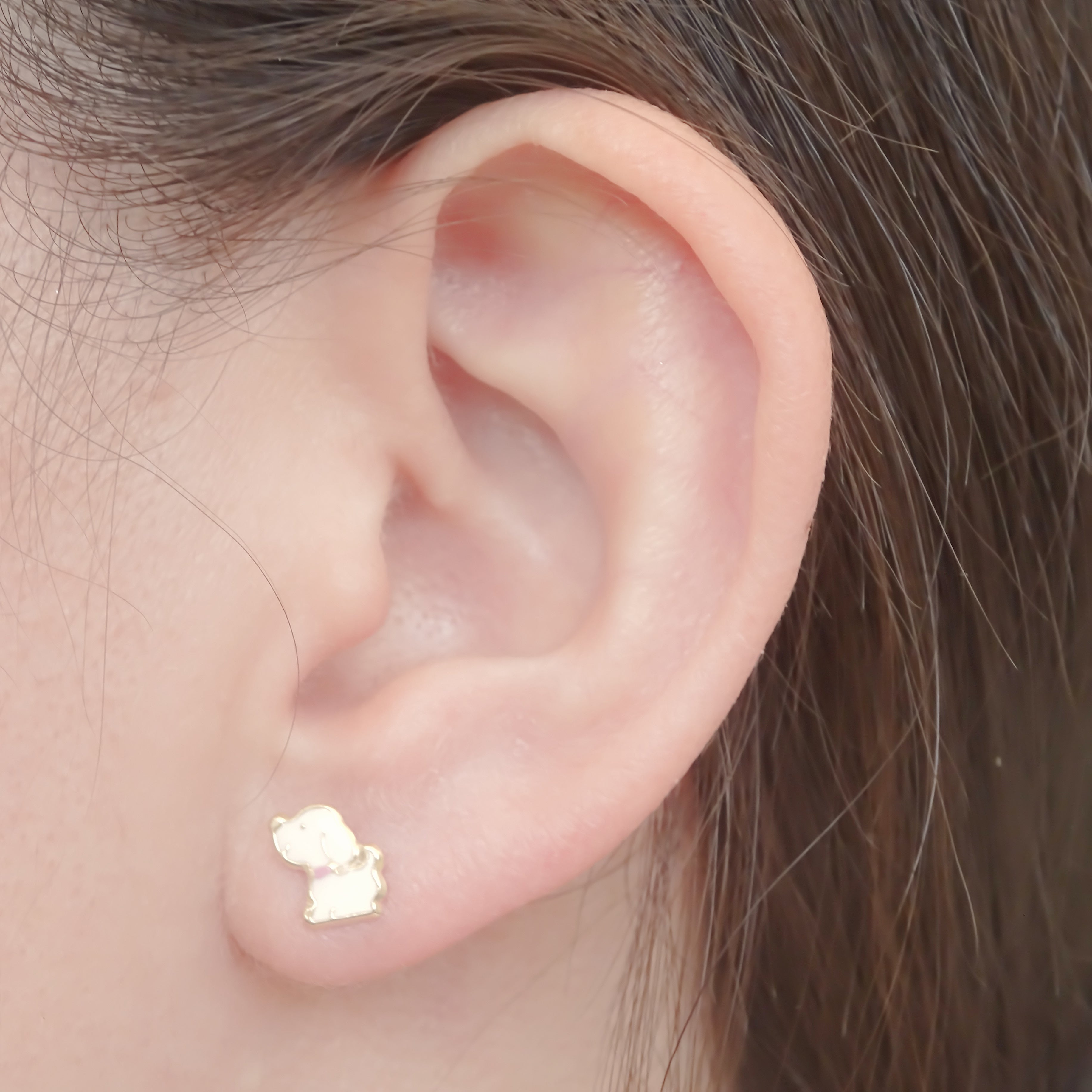 Amor Eterno - Broqueles Deluxe Perrito / Aretes / Oro 10k