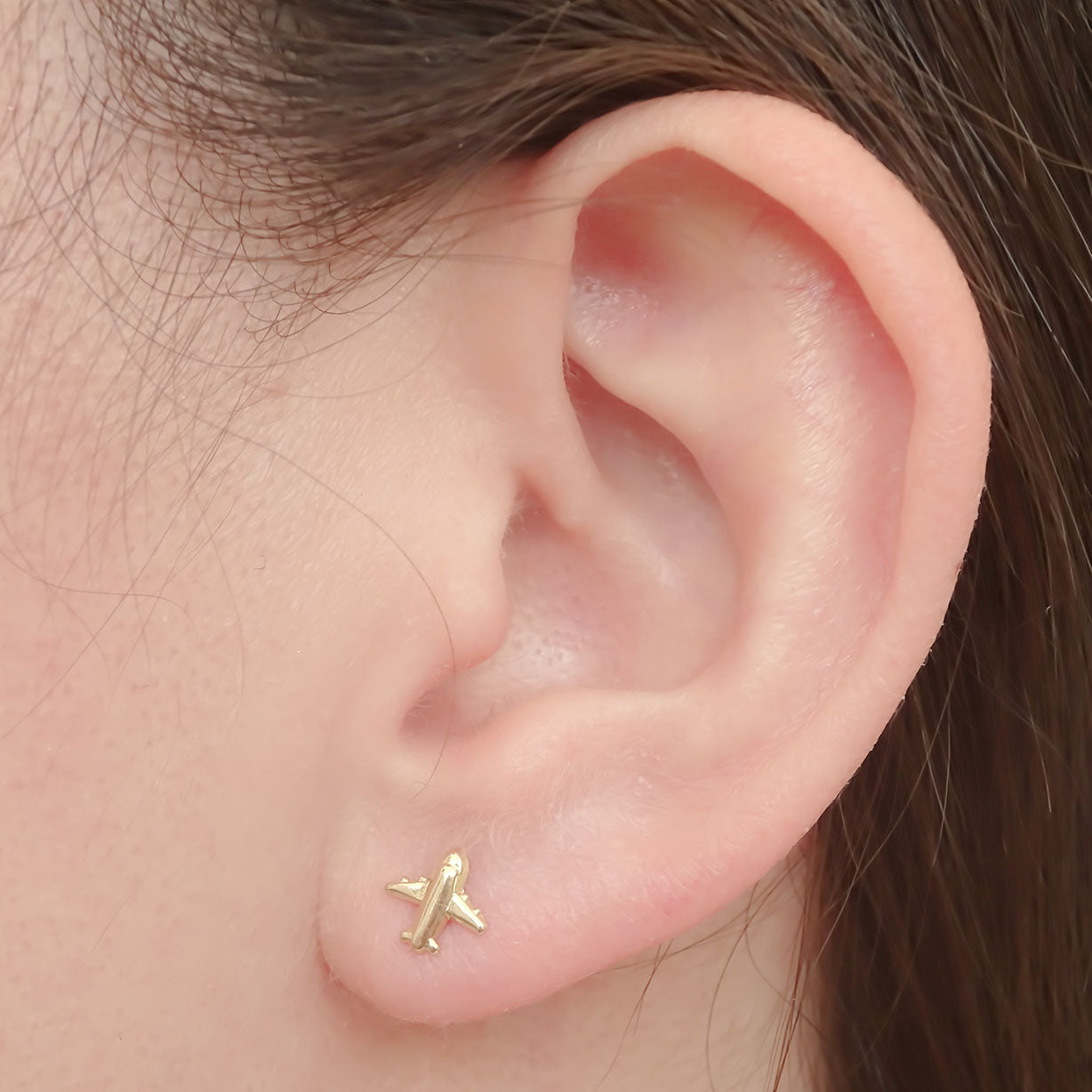 Amor Eterno - Broqueles Deluxe Avión Viaje Aretes / Oro 10k