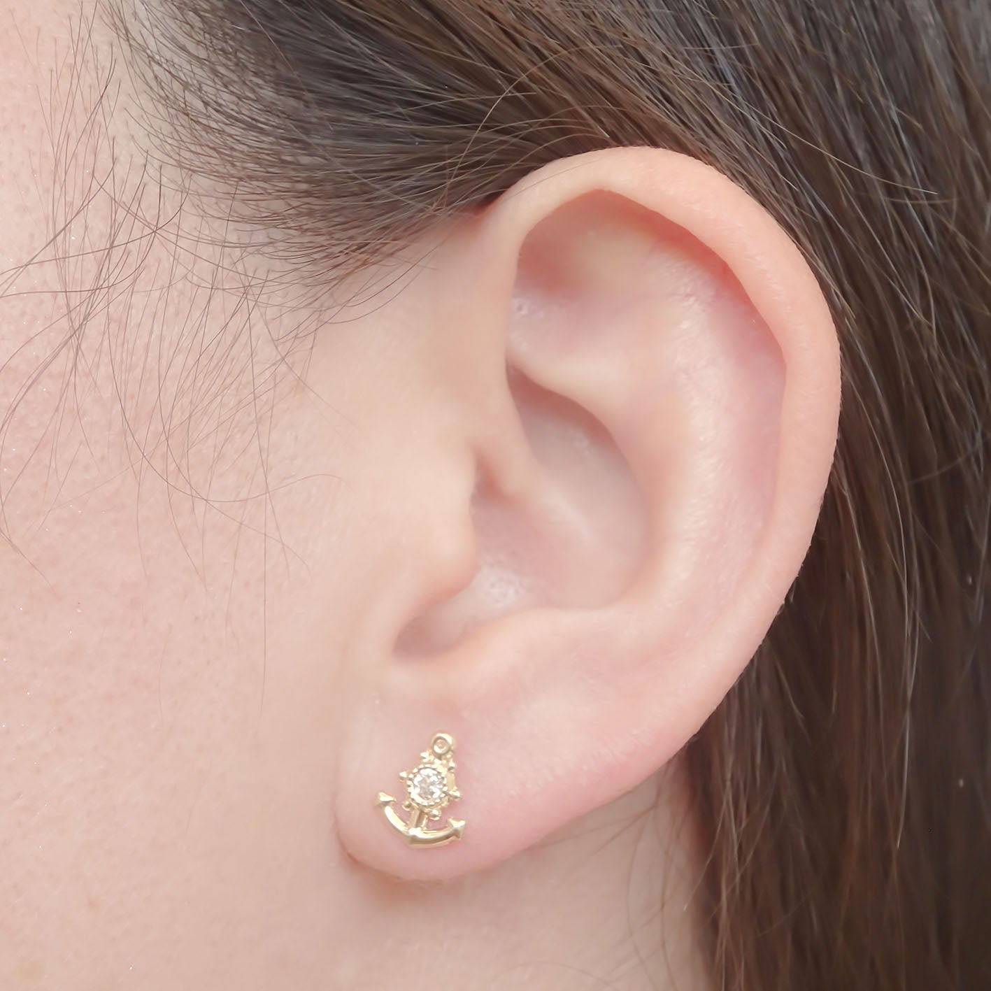 Amor Eterno - Broqueles Deluxe Ancla / Aretes / Oro 10k