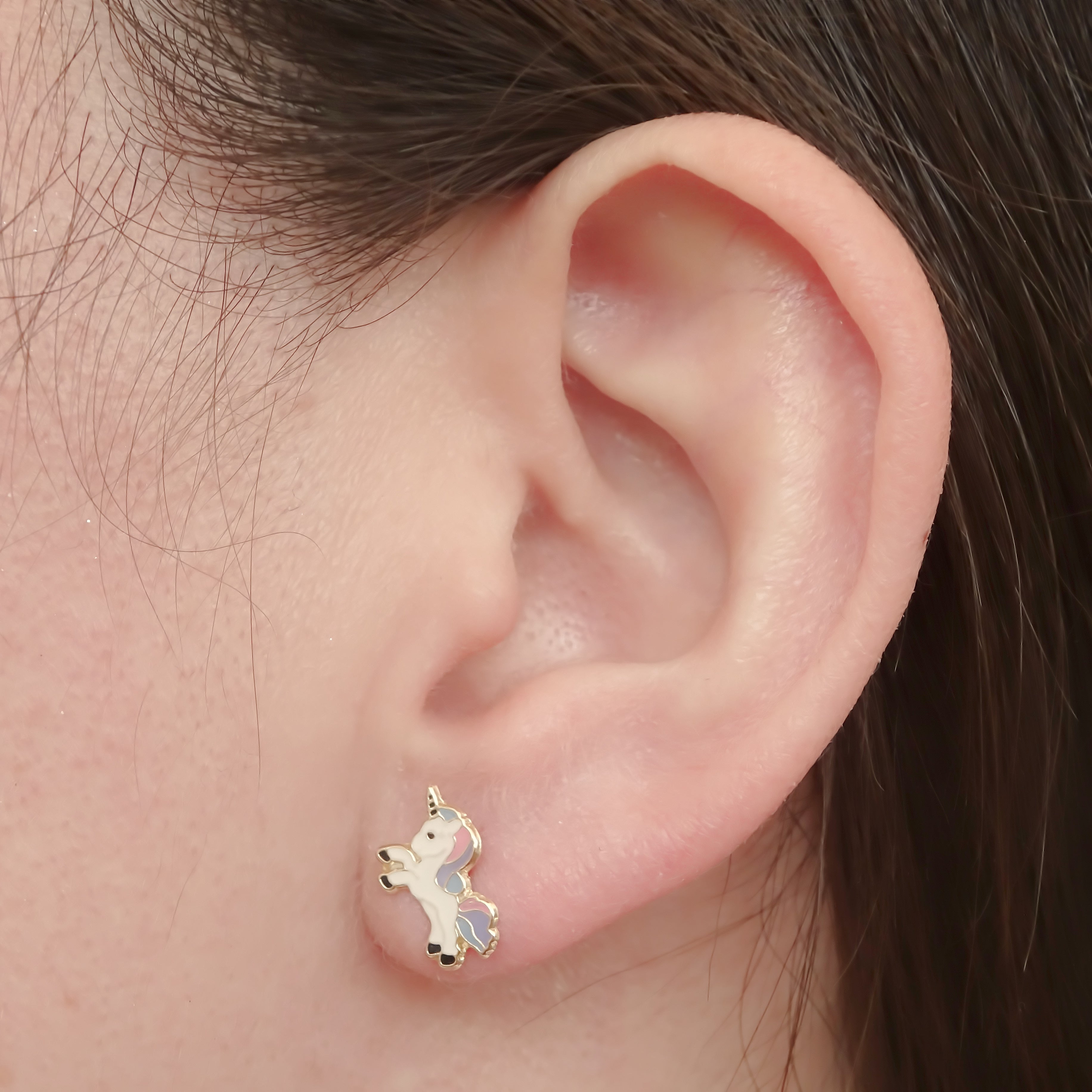 Amor Eterno - Broqueles Deluxe Unicornio / Aretes / Oro 10k