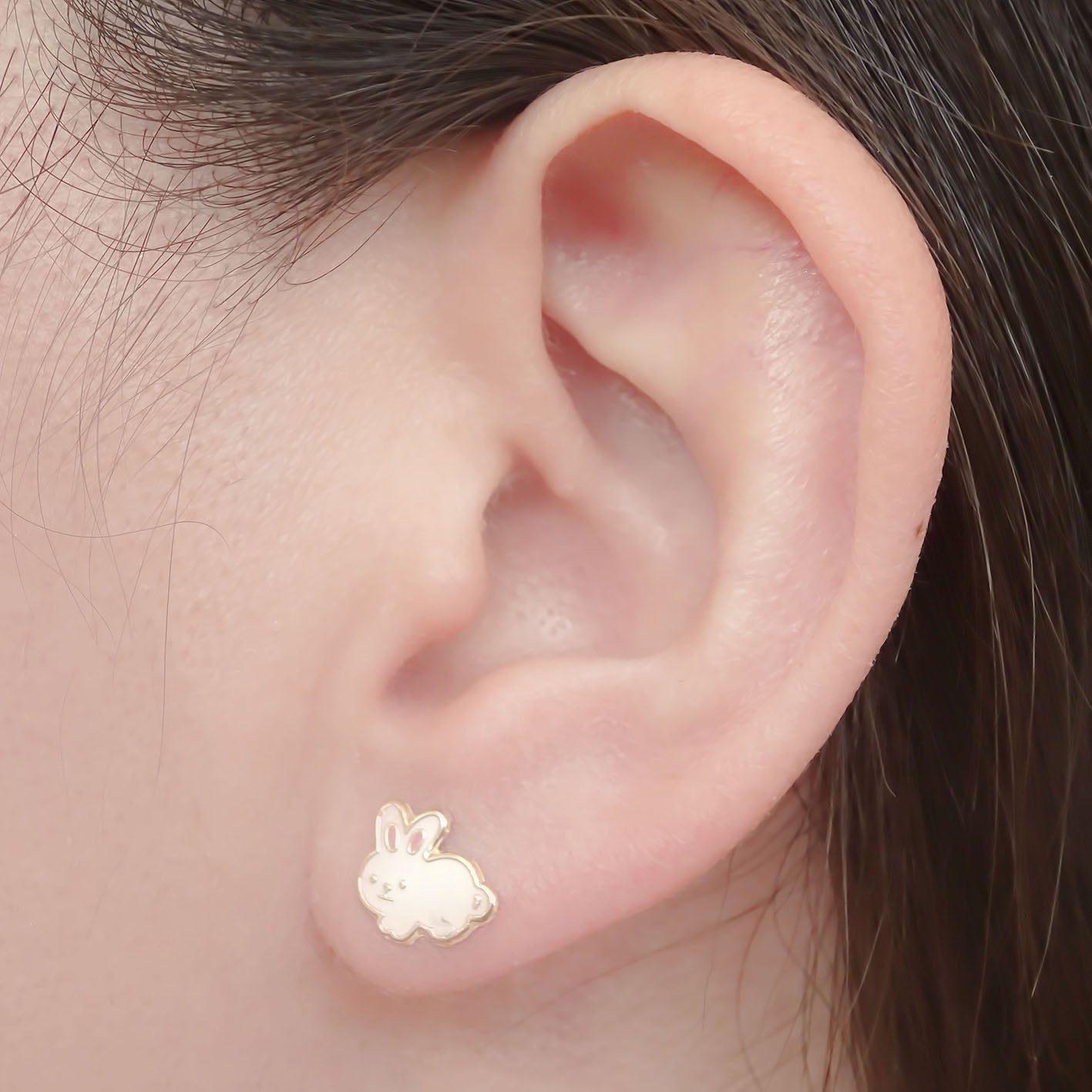 Amor Eterno - Broqueles Conejito Aretes / Oro 10k