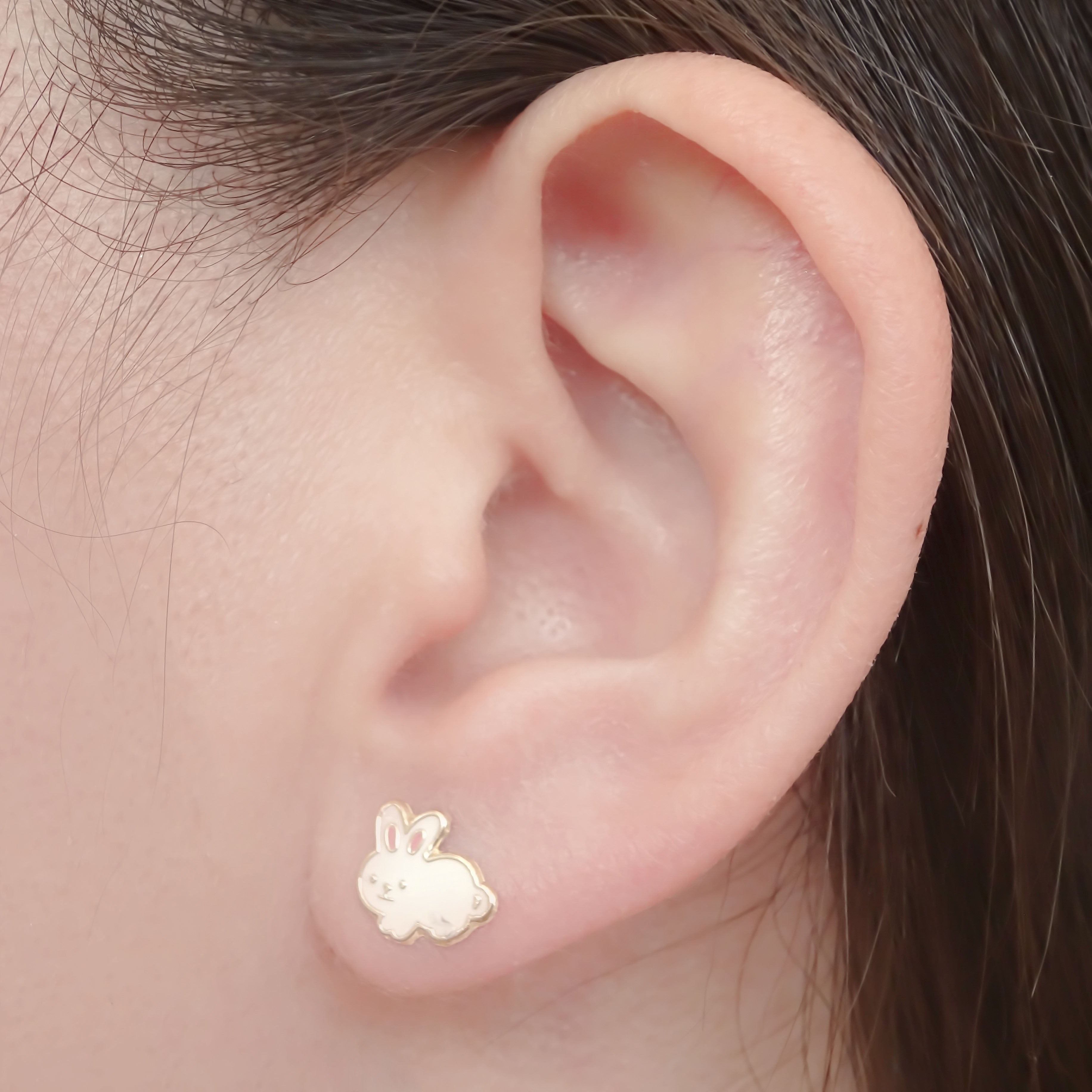 Amor Eterno - Broqueles Conejito Aretes / Oro 10k