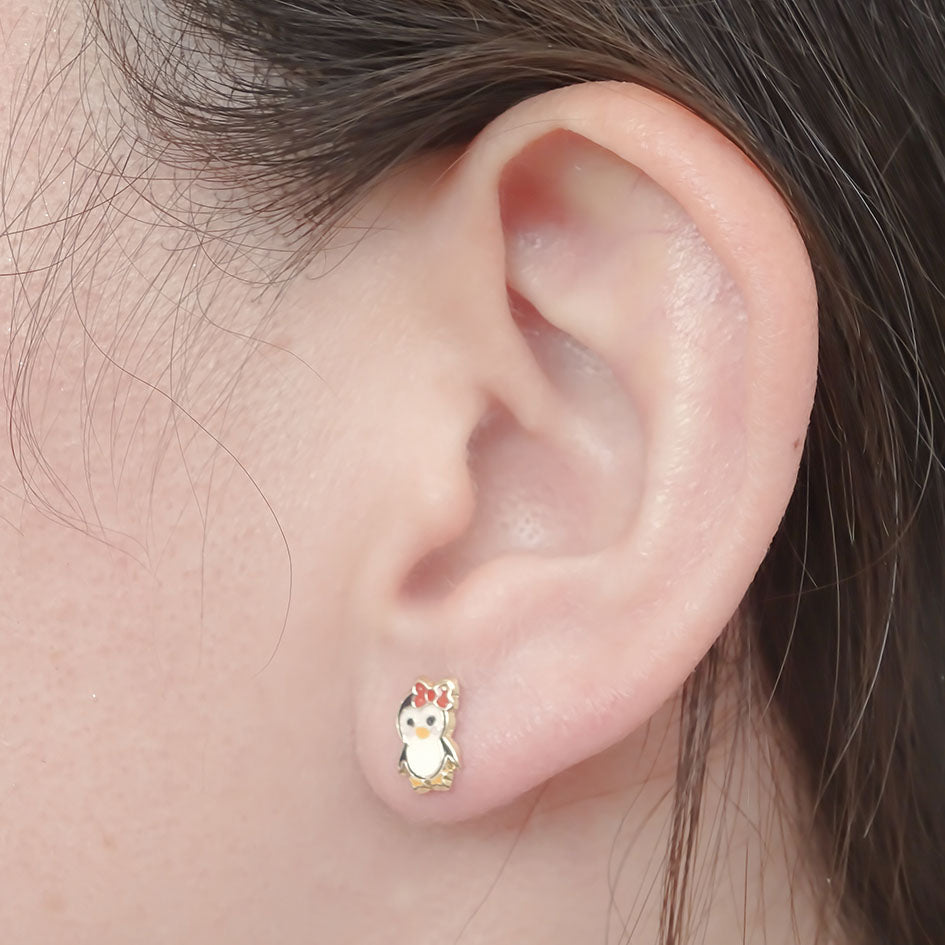 Amor Eterno - Broqueles Deluxe Pinguinos / Aretes / Oro 10k / Pinguinita