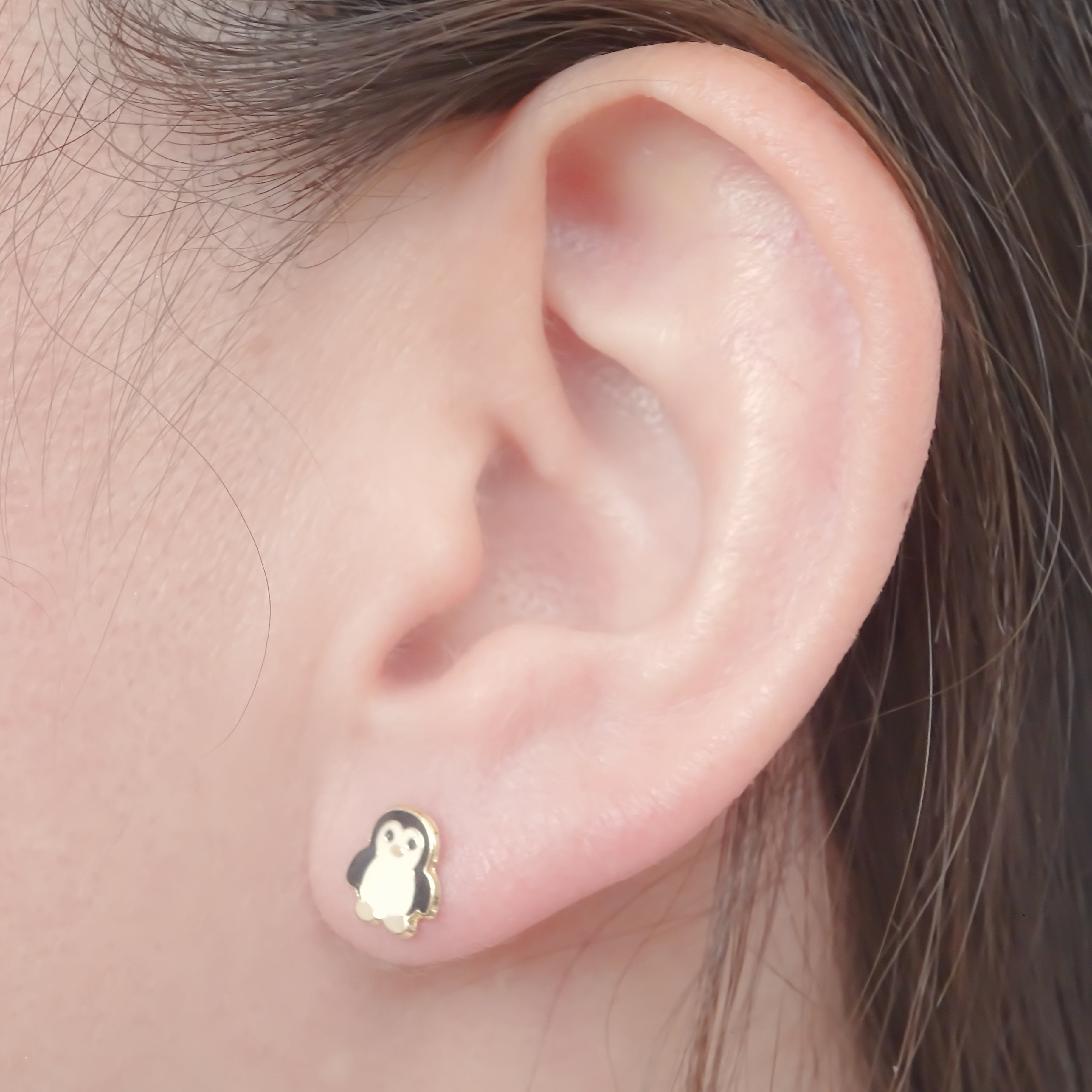 Amor Eterno - Broqueles Deluxe Pinguinos / Aretes / Oro 10k