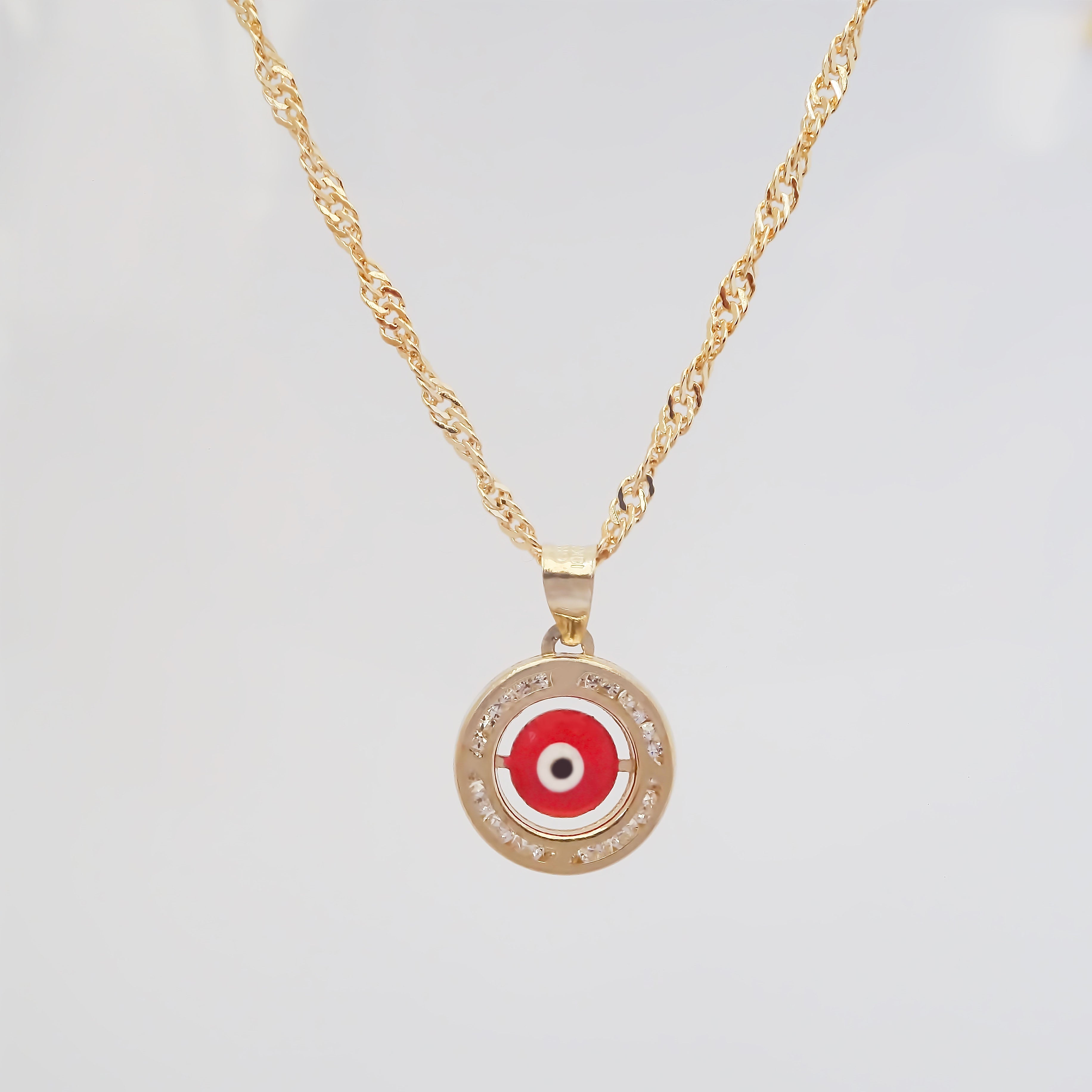 Amor Eterno - Dije / Protección Ojo Turco Oro 10k + Cadena de Regalo / Rojo